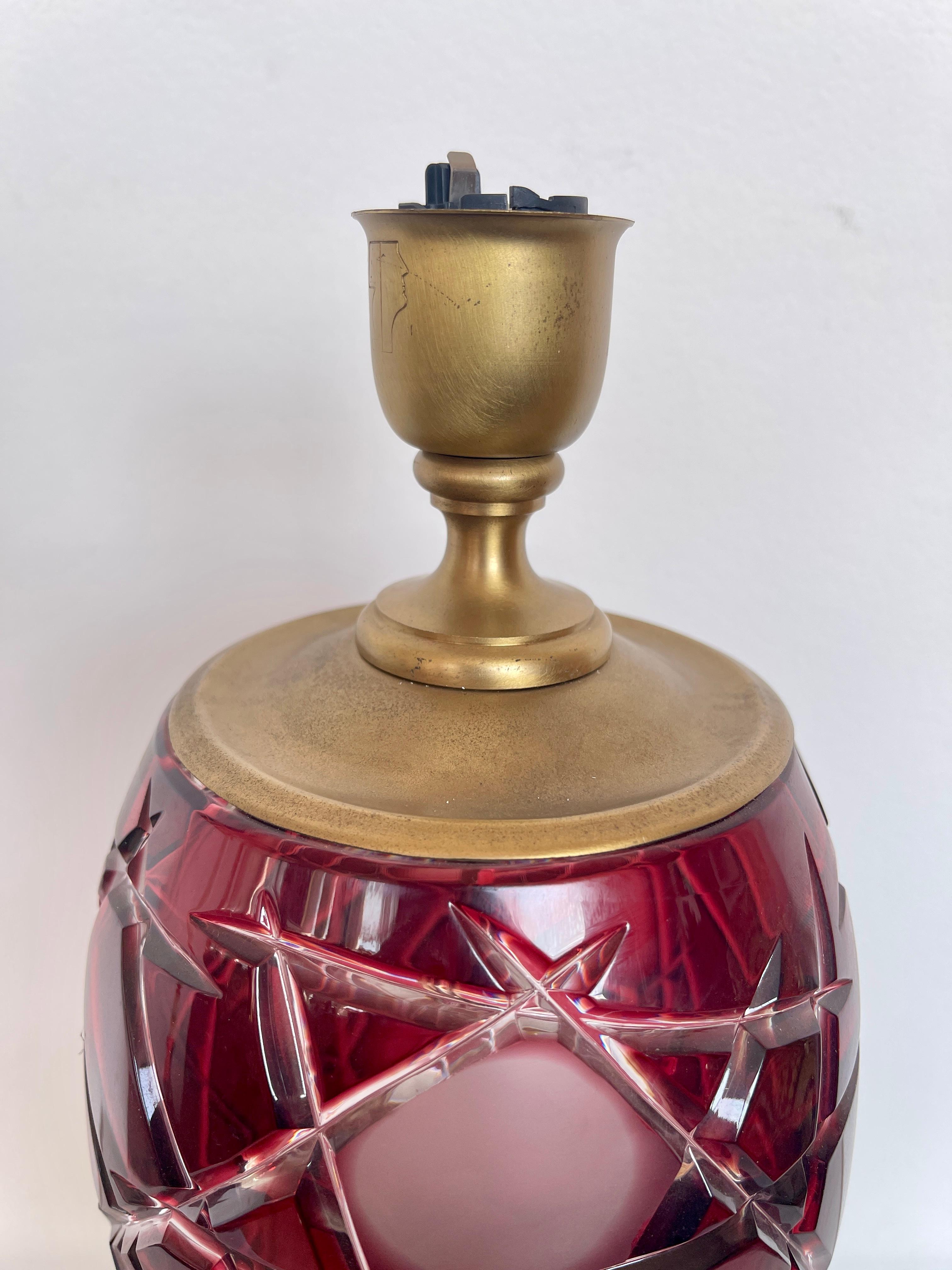Bohémien Lampada in cristallo stile bohemia cranberry design italian anni 90 in vendita