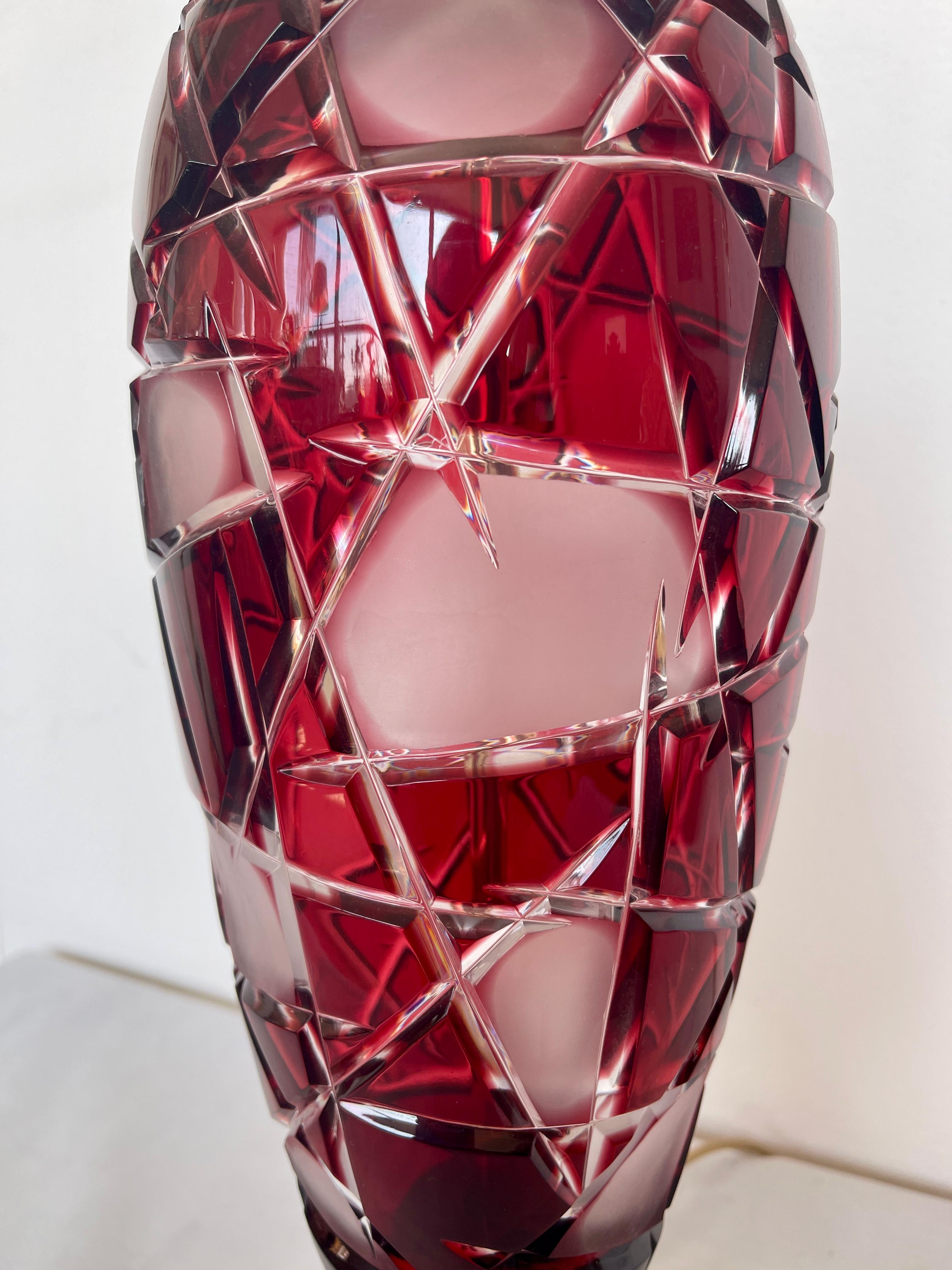 20th Century Lampada in cristallo stile bohemia cranberry design italian anni 90 in vendita