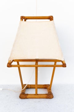 Wood and rattan lamp, 1970s