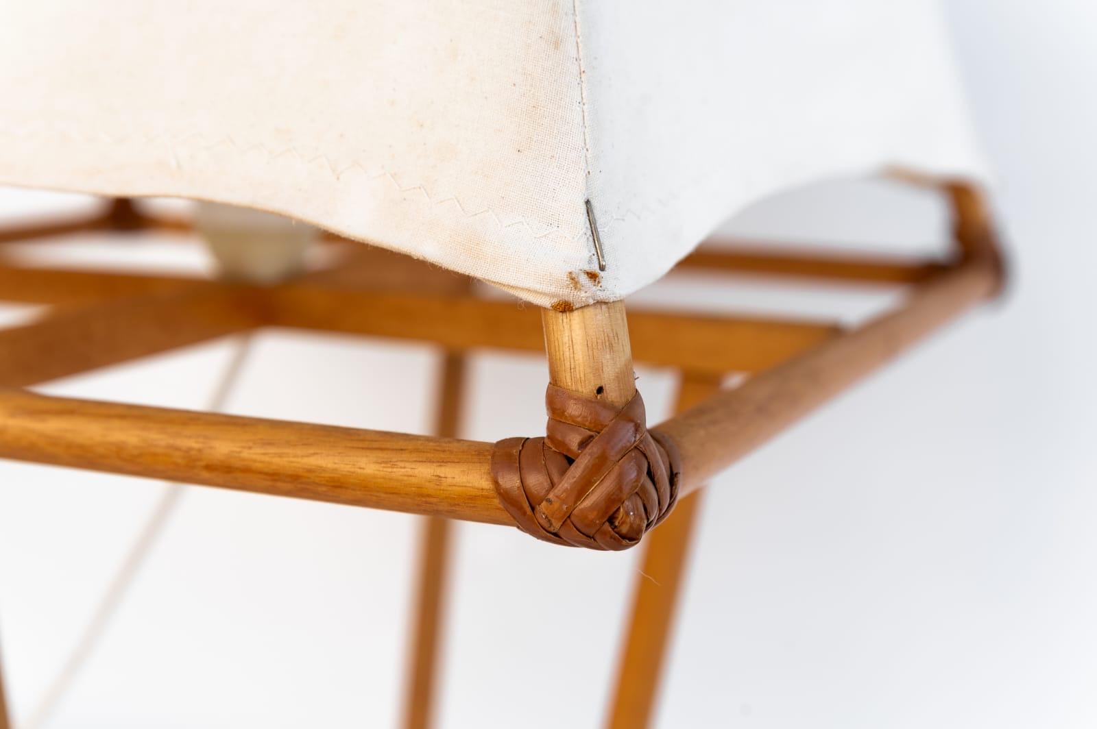 Mid-Century moderno Lampada in legno e rattan, Anni '70 in vendita