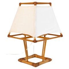 Wood and rattan lamp, 1970s