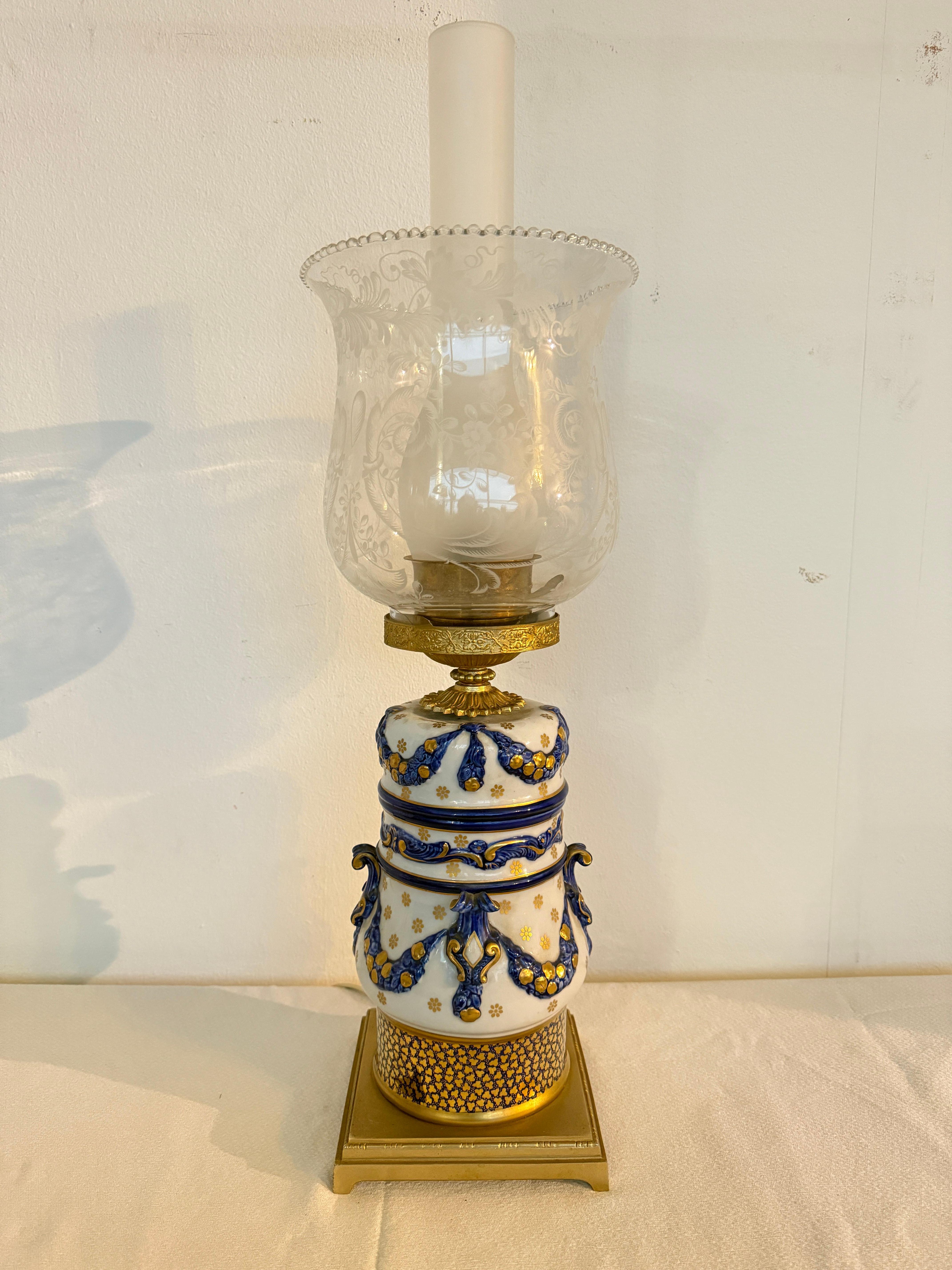 Bronze Lampe de table en porcelaine sevres france signée 20ème siècle en vente