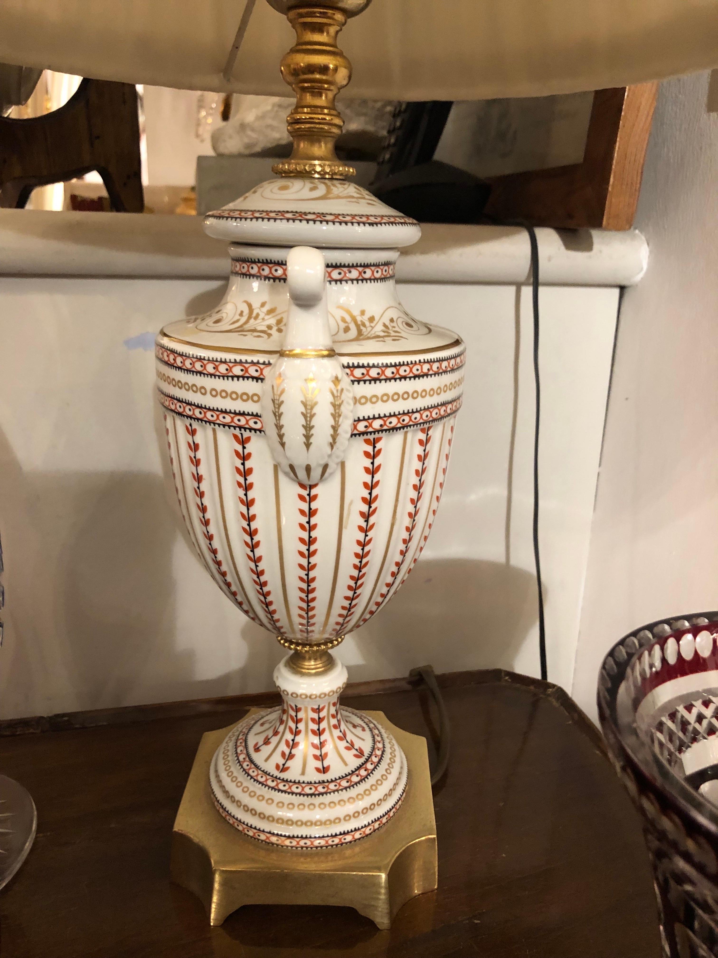 20th Century Lampada in Porcellana Dipinta a Mano e Ormolu di Mangani Firenze Anni Settanta For Sale