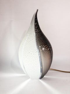 1980s Teardrop-Shaped Murano Glass and Silver Leaf Lamp