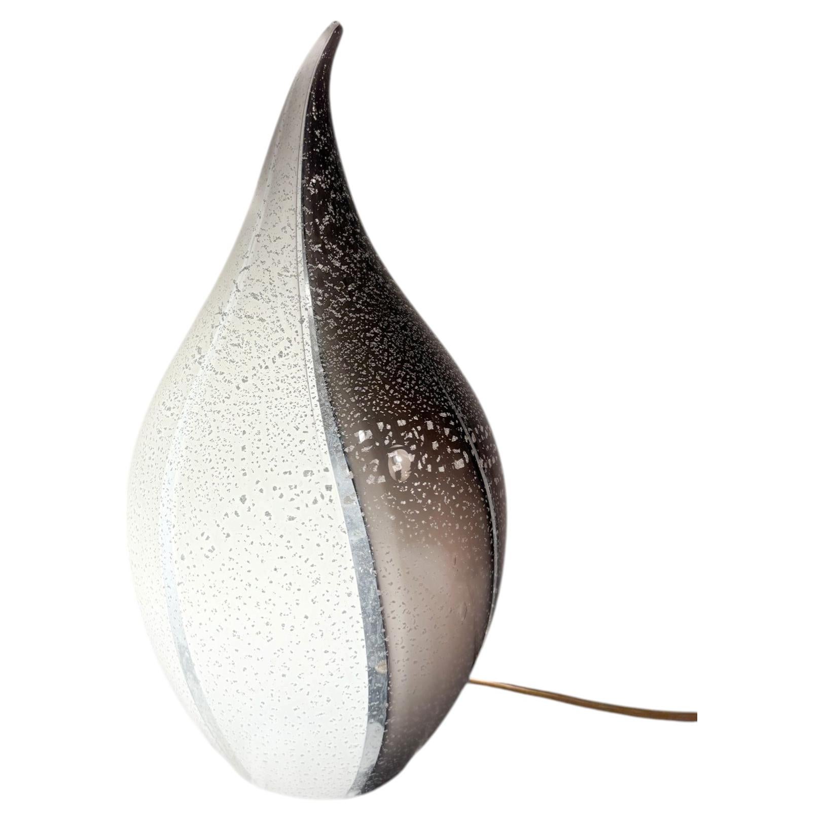 1980s Teardrop-Shaped Murano Glass and Silver Leaf Lamp For Sale