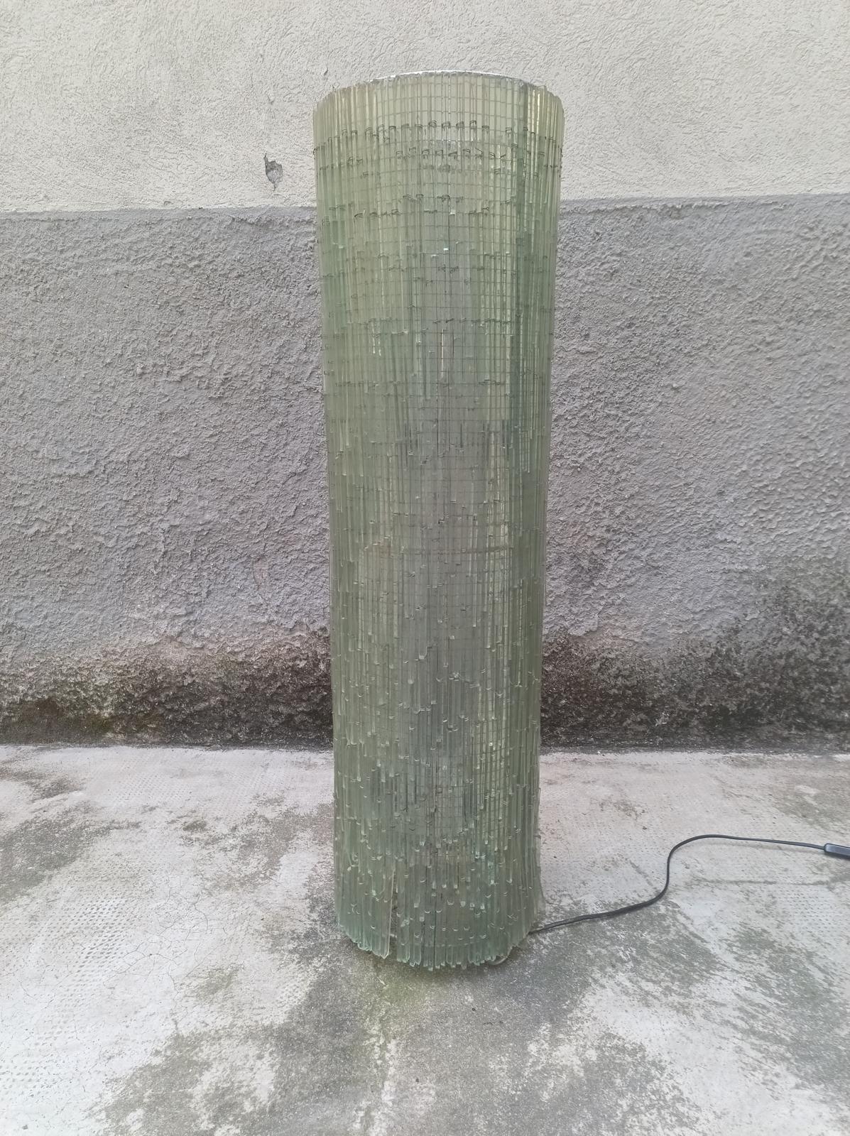 Space Age Sculptural Chiseled Glass Lamp - A. Poli for Poliarte - Italy - 1970s For Sale