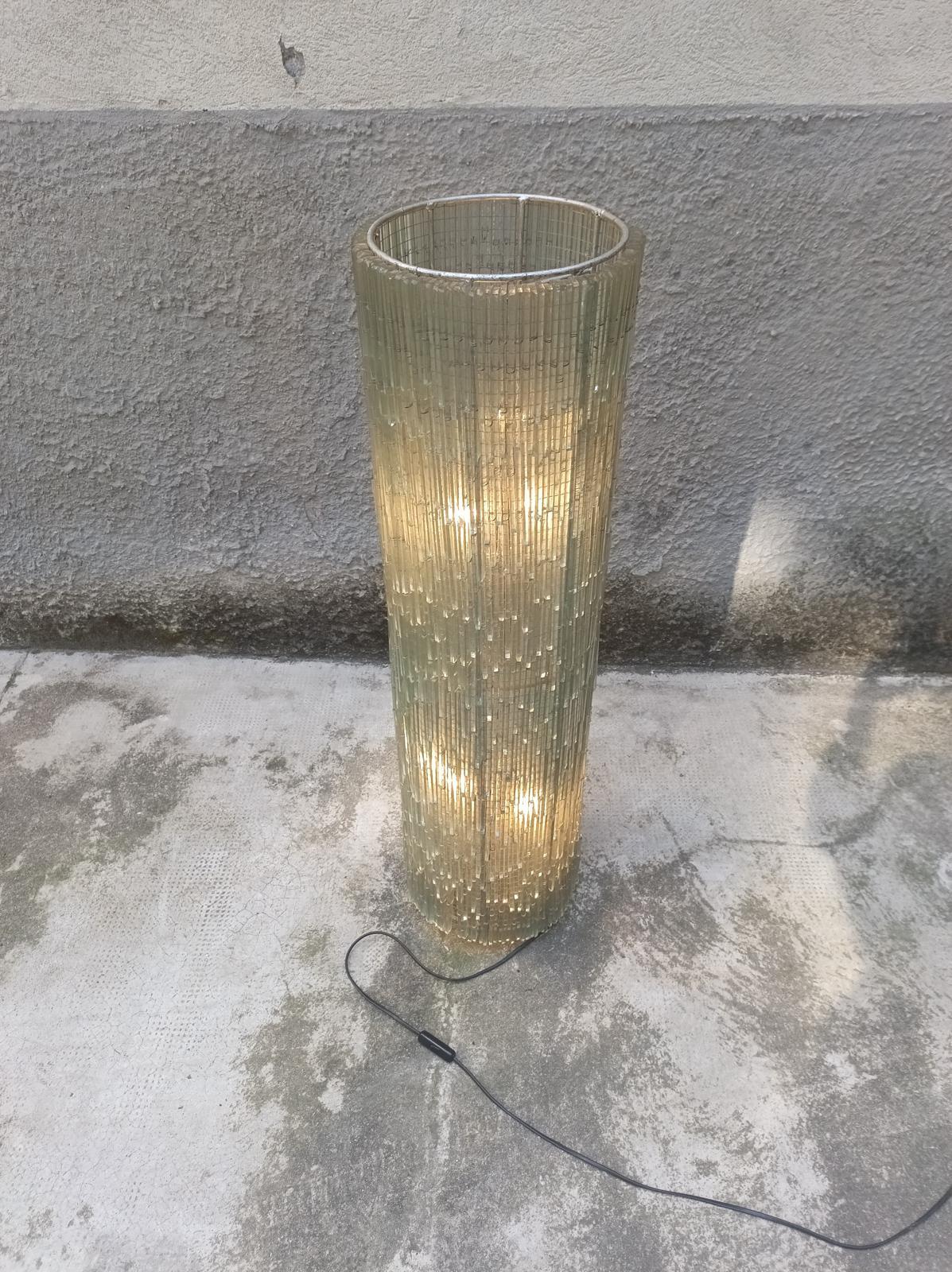 Italian Sculptural Chiseled Glass Lamp - A. Poli for Poliarte - Italy - 1970s For Sale