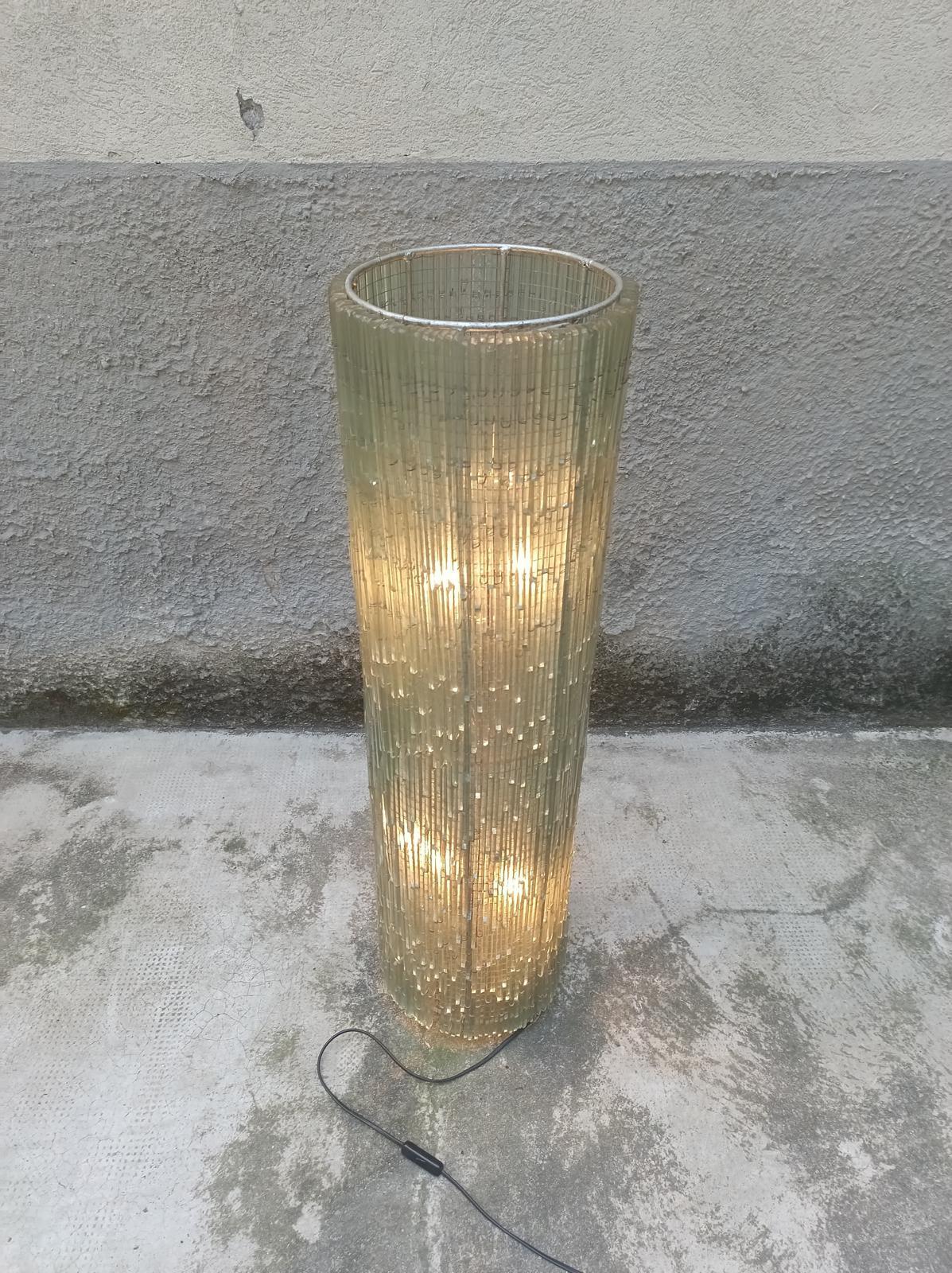 Sculptural Chiseled Glass Lamp - A. Poli for Poliarte - Italy - 1970s In Good Condition For Sale In Milano, IT