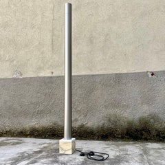 Lampada Italiana 1970s in Marmo e Acciaio - Attribuita alla Scuola di Sottsass