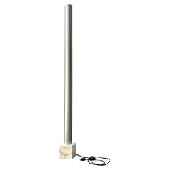 Lampada Italiana 1970s in Marmo e Acciaio - Attribuita alla Scuola di Sottsass
