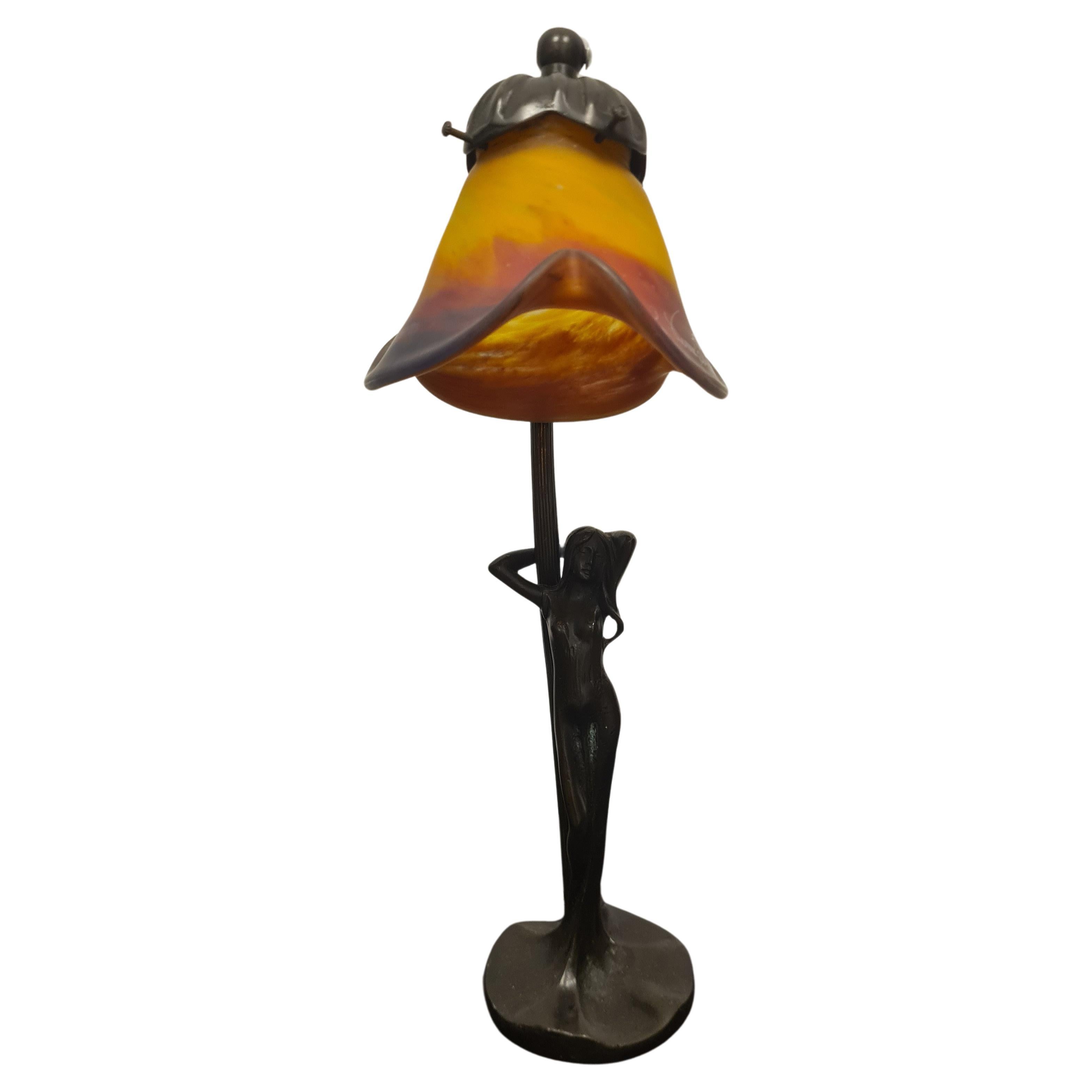 Art Nouveau lamp signed Le verre Francaise For Sale