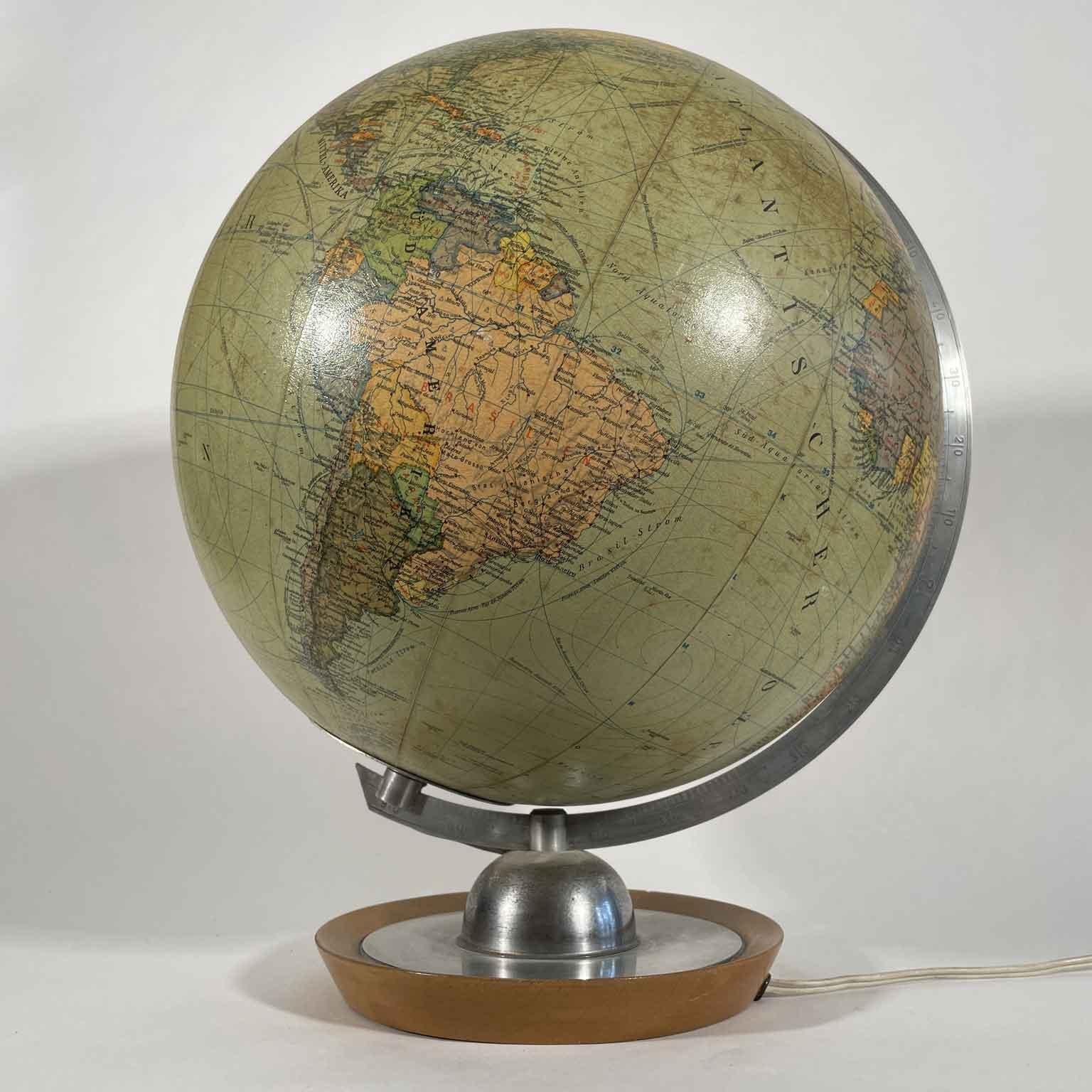 German Political World Map Lamp JRO Globus Munich Mid-20th Century 5