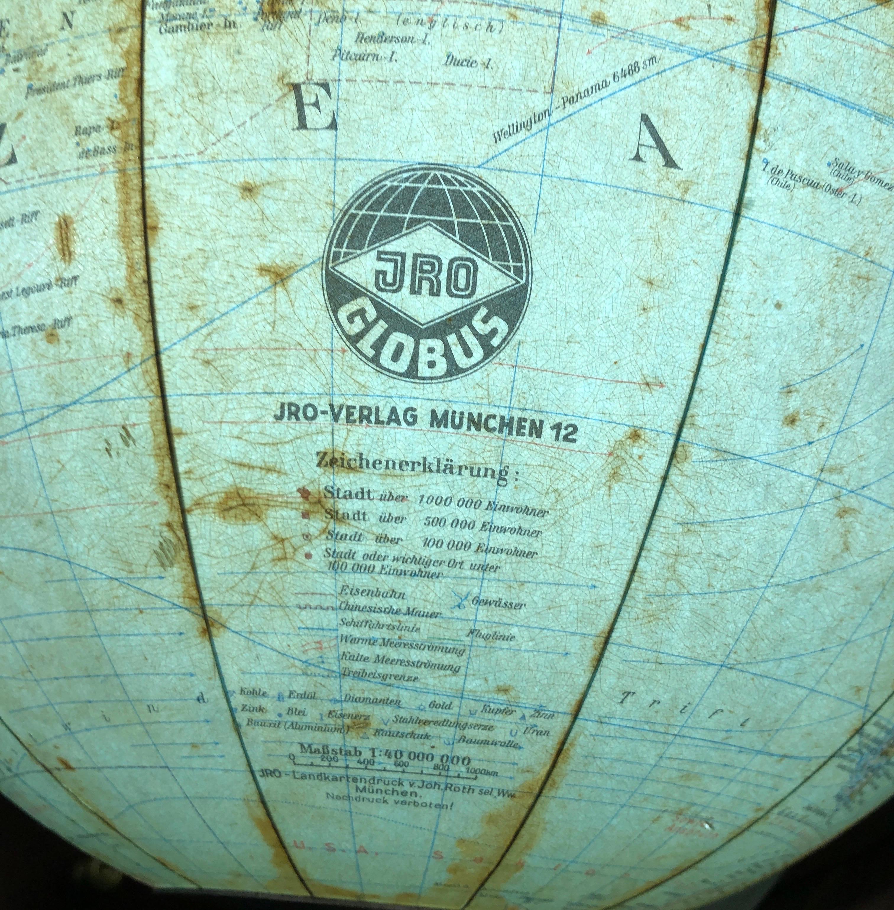 German Political World Map Lamp JRO Globus Munich Mid-20th Century 7