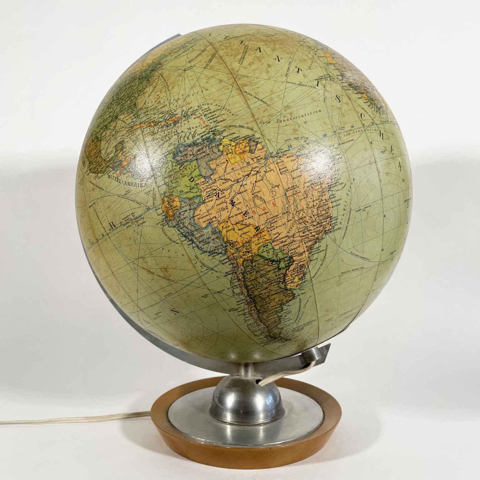 German Political World Map Lamp JRO Globus Munich Mid-20th Century 1