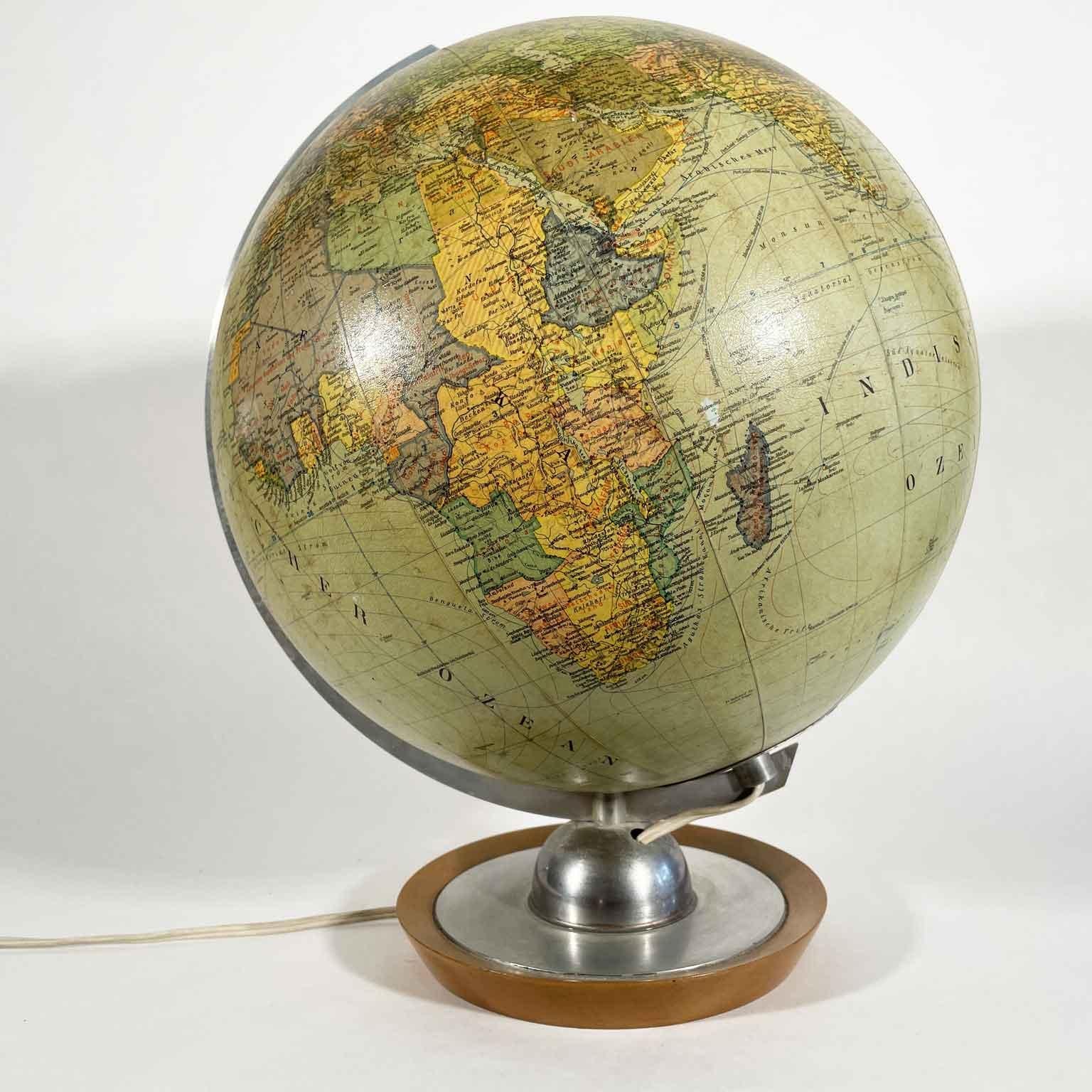 German Political World Map Lamp JRO Globus Munich Mid-20th Century 2