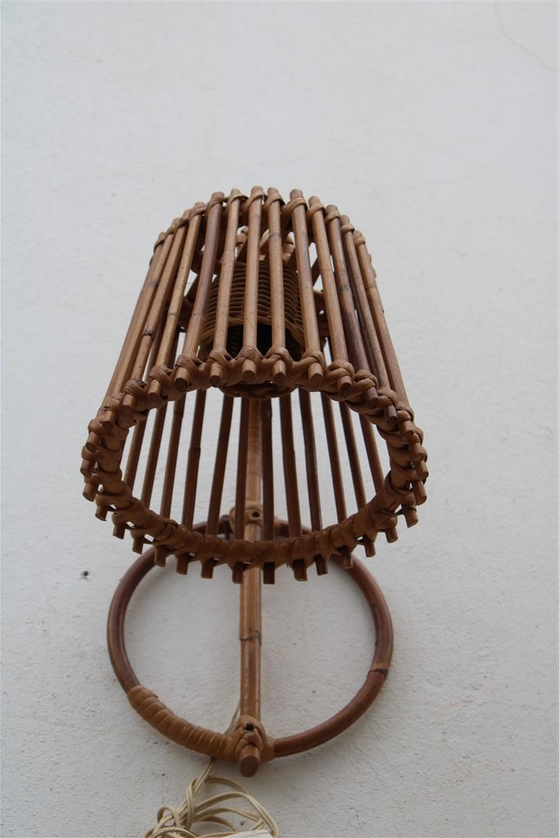 Aplique de pared de mediados de siglo  Italiano  Bambú Trenzado a Mano Años 50 Estilo Franco Albini en venta 6