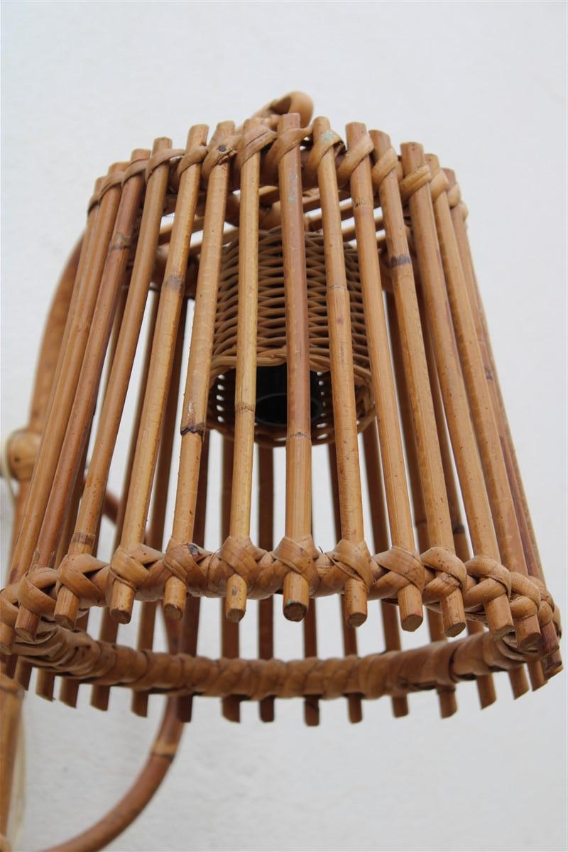 Aplique de pared de mediados de siglo  Italiano  Bambú Trenzado a Mano Años 50 Estilo Franco Albini Mid-20th Century en venta