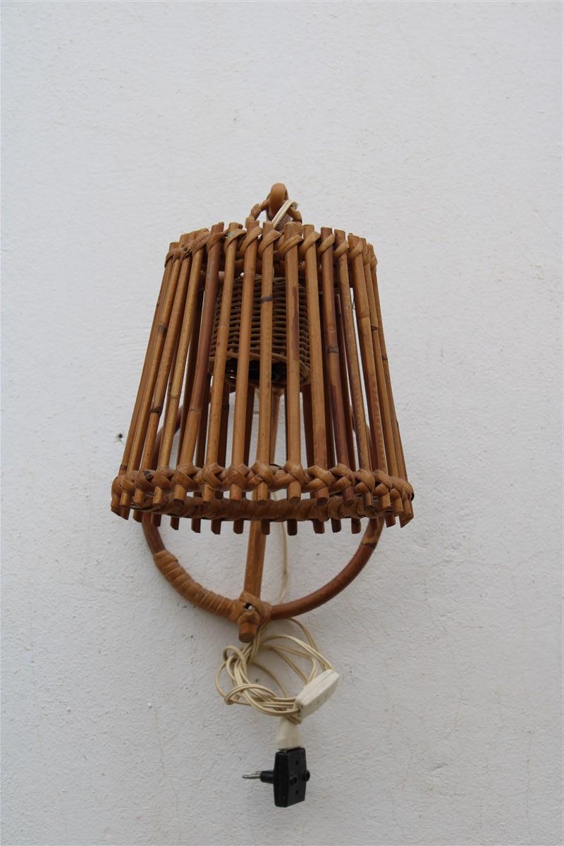 Aplique de pared de mediados de siglo  Italiano  Bambú Trenzado a Mano Años 50 Estilo Franco Albini en venta 2