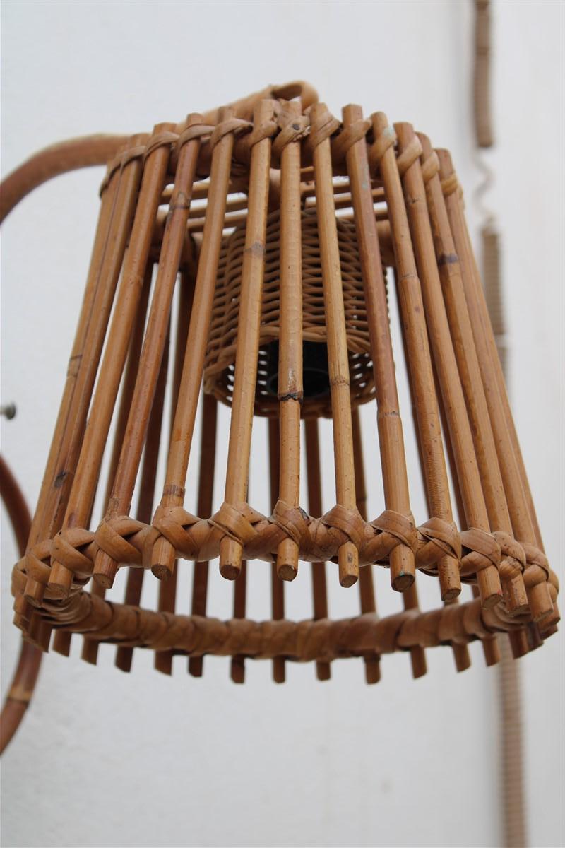 Aplique de pared de mediados de siglo  Italiano  Bambú Trenzado a Mano Años 50 Estilo Franco Albini en venta 3