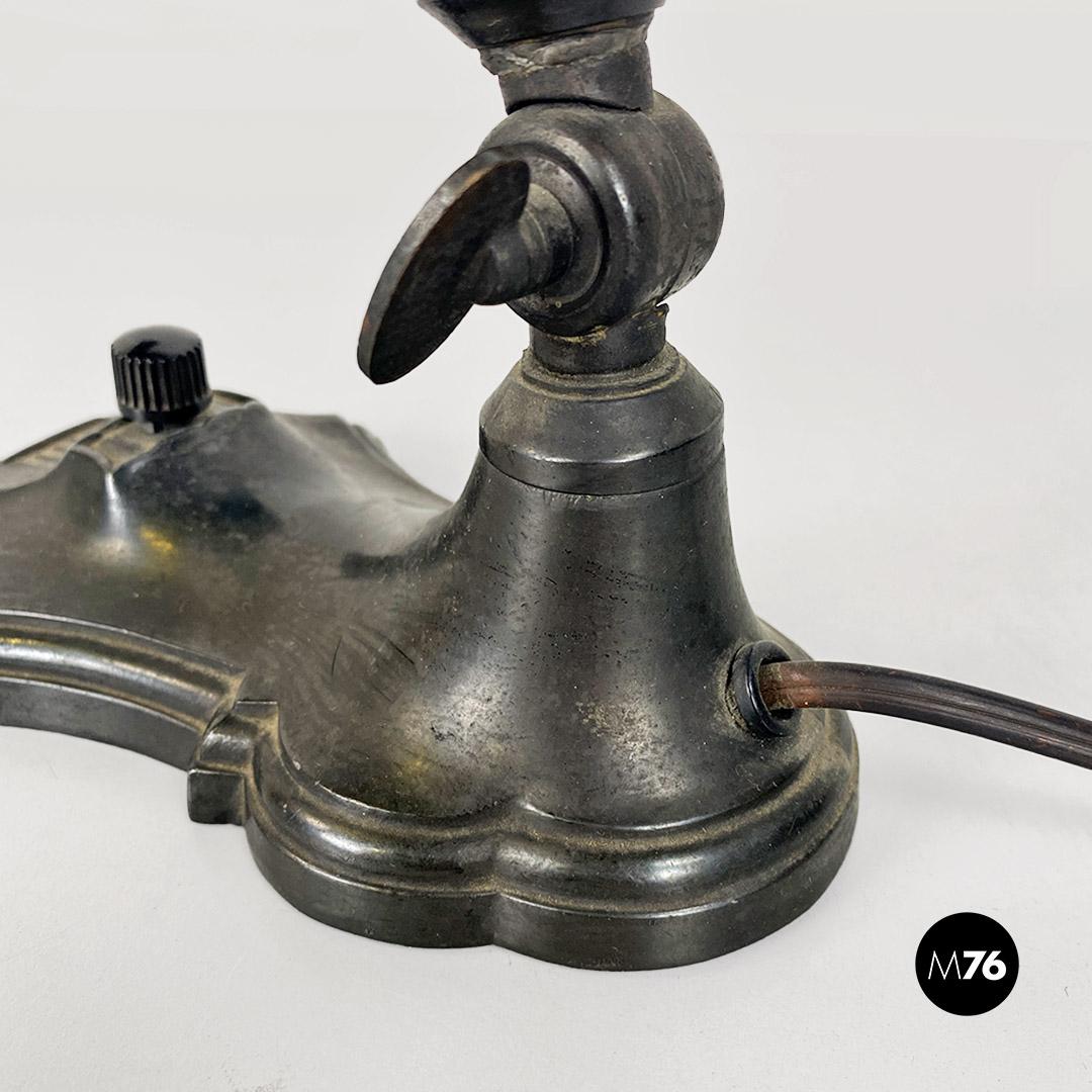 Lampe de table ministérielle en métal noir et tissu, antiquités, années 1900 en vente 6