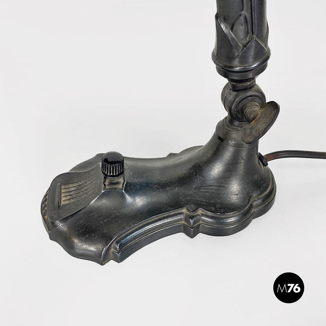 Lampe de table ministérielle en métal noir et tissu, antiquités, années 1900 en vente 8