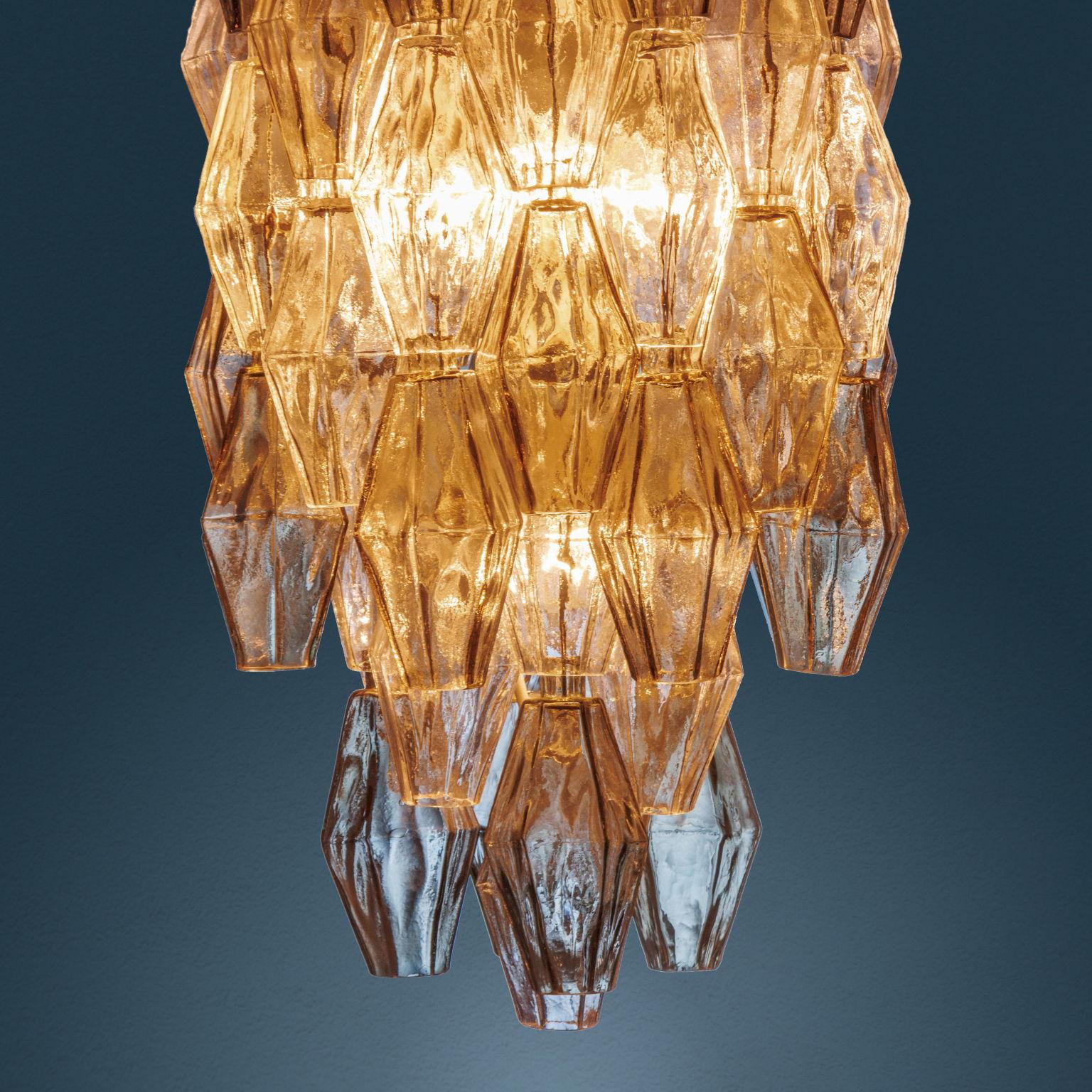 Brass Carlo Scarpa for Venini 'Poliedri' lamp in murano glass For Sale