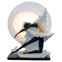 Lampada scultura ballerina Carpiè in vetro di Murano, ceramica/porcellana