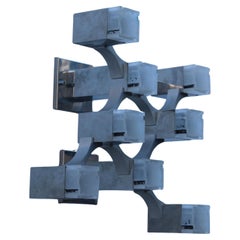 Sciolari Cubic 1970 Sculpture Wall Lamp In chrome metal methacrylate