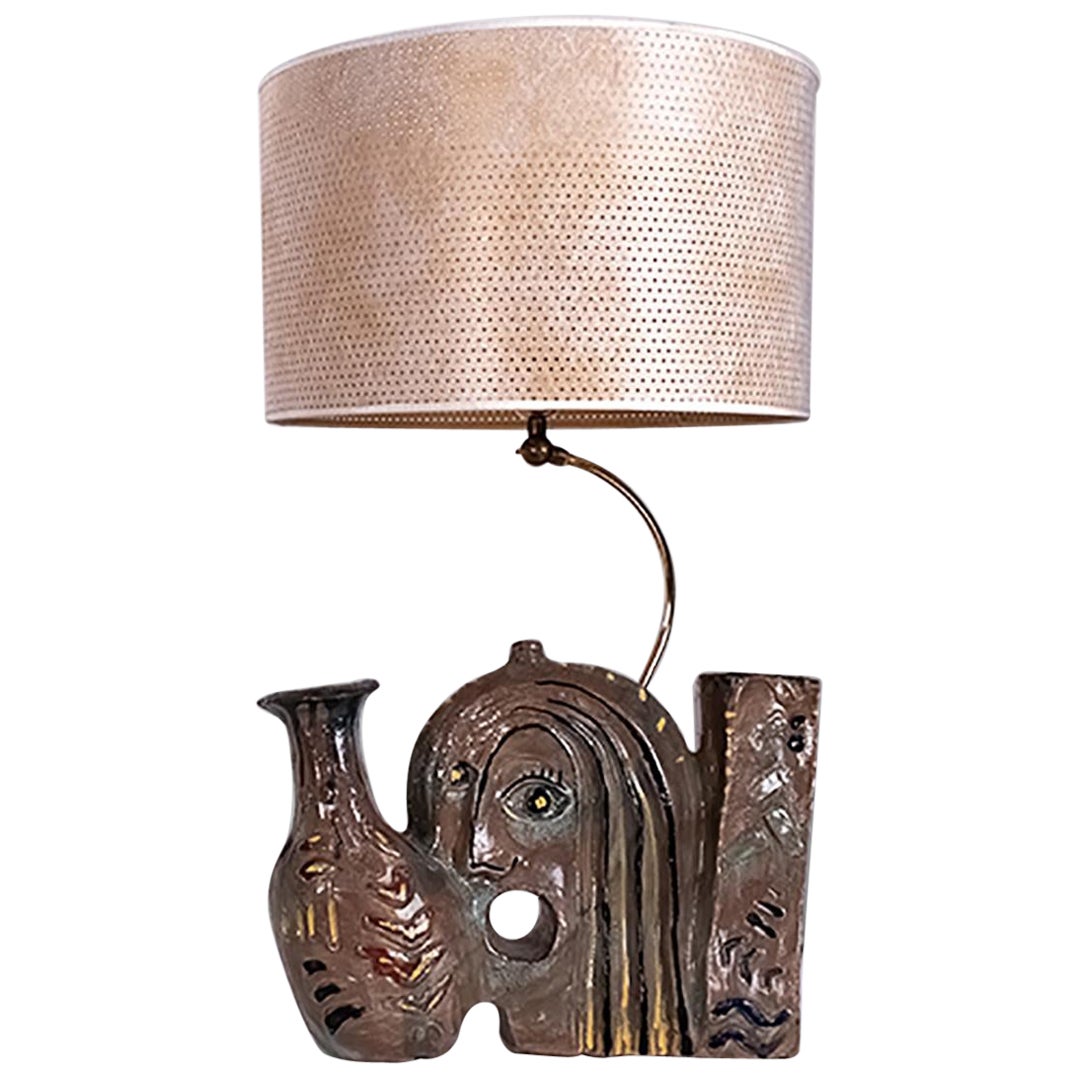 Lampe de table sculpturale en céramique, Italie, années 1950 en vente