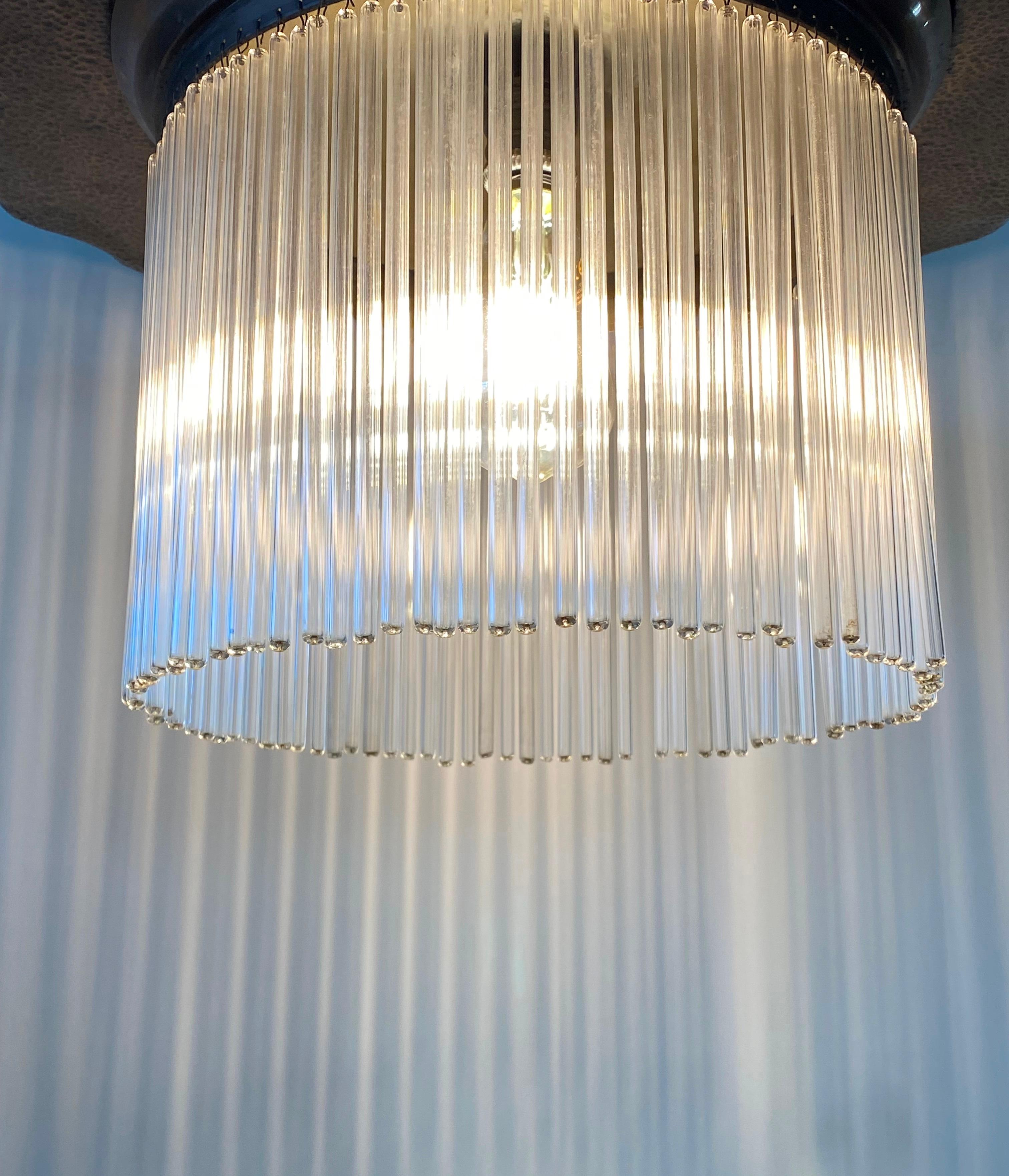 Lampada Secessionista in Ottone con Bacchette di Vetro, Austria, Inizio XX secol in vendita 5