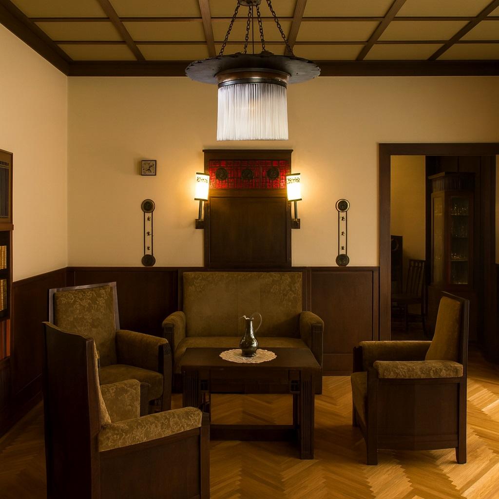 Lampada secessionista in ottone con bacchette di vetro, Austria, inizio XX secolo
Lampadario in ottone con bacchette di vetro.
La lampada diffonde una luce soffusa grazie alle bacchette di vetro
che fungono da diffusori.
La lampada è stata