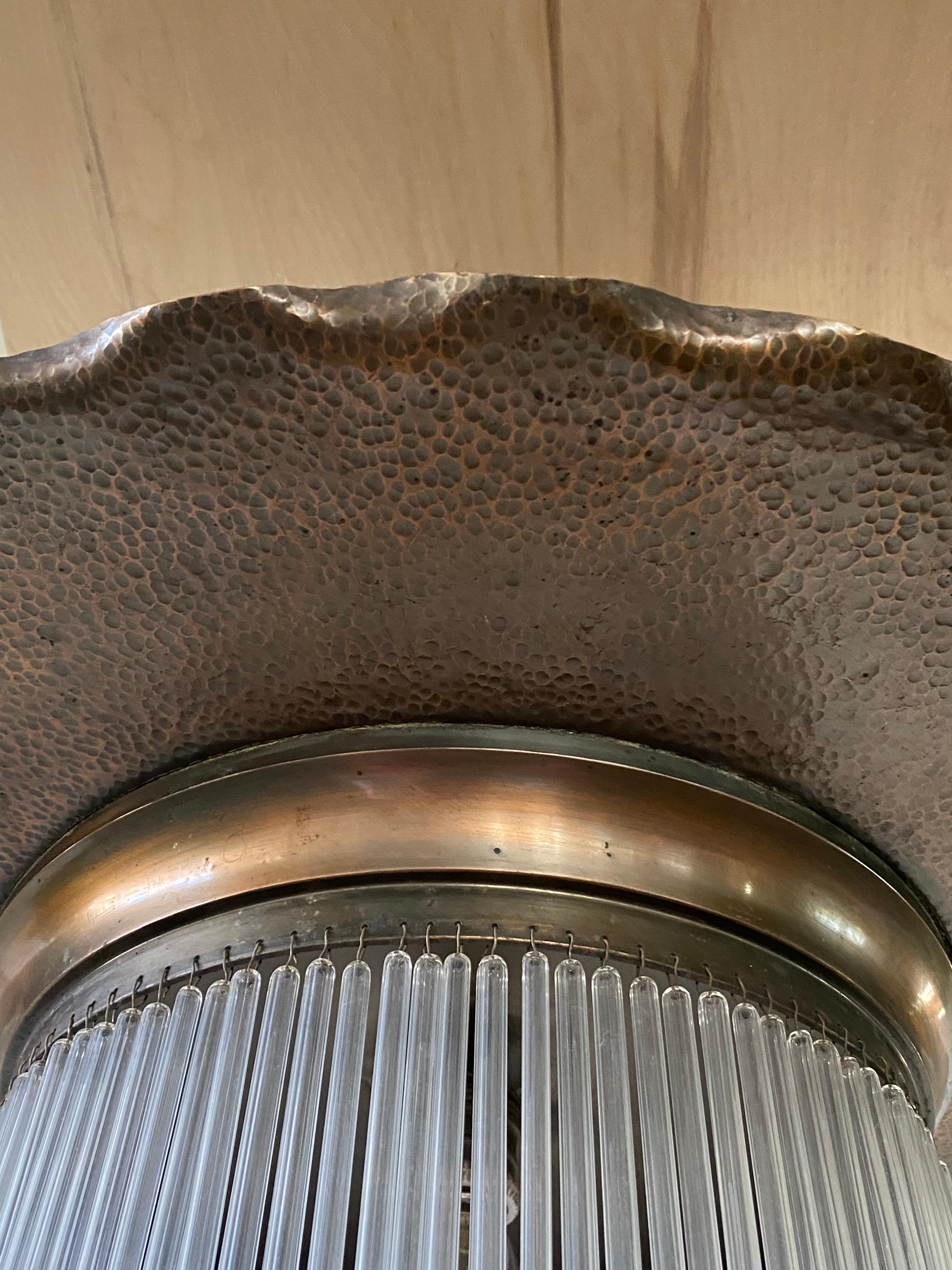 Lampada Secessionista in Ottone con Bacchette di Vetro, Austria, Inizio XX secol in vendita 1