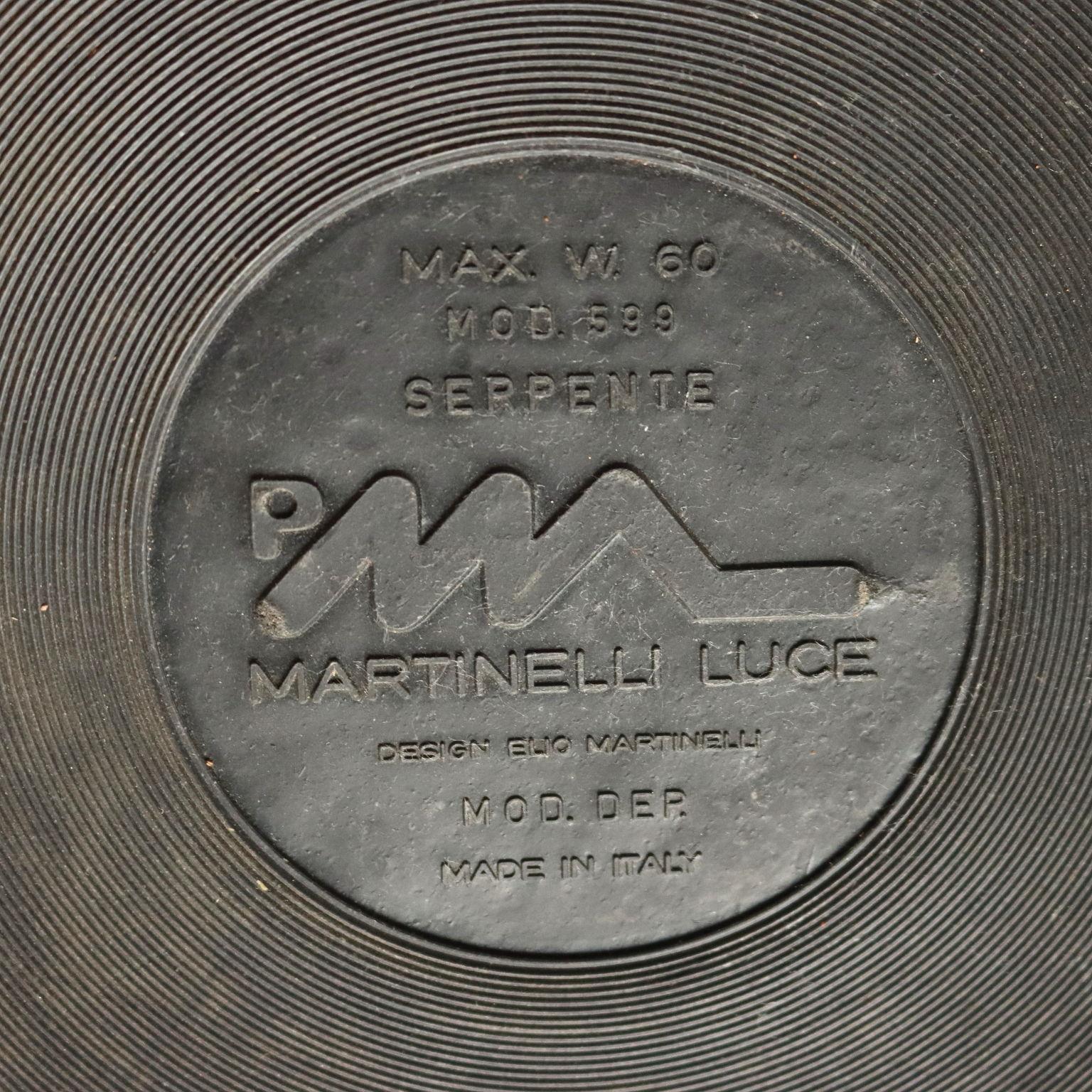 Lámpara 'Serpente' 1960s Producción Martinelli Luce en venta 2