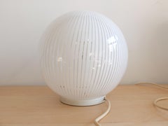Venini spherical lamp Tessuto series glass white stripes Murano 1960s design