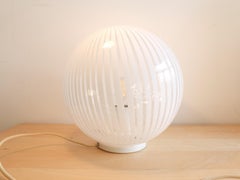 Venini spherical lamp Tessuto series glass white stripes Murano 1960s design