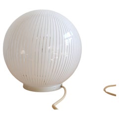 Venini spherical lamp Tessuto series glass white stripes Murano 1960s design