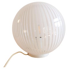Venini spherical lamp Tessuto series glass white stripes Murano 1960s design