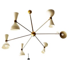 Lampada Sospensione Grande Beige Stile Stilnovo - Design -