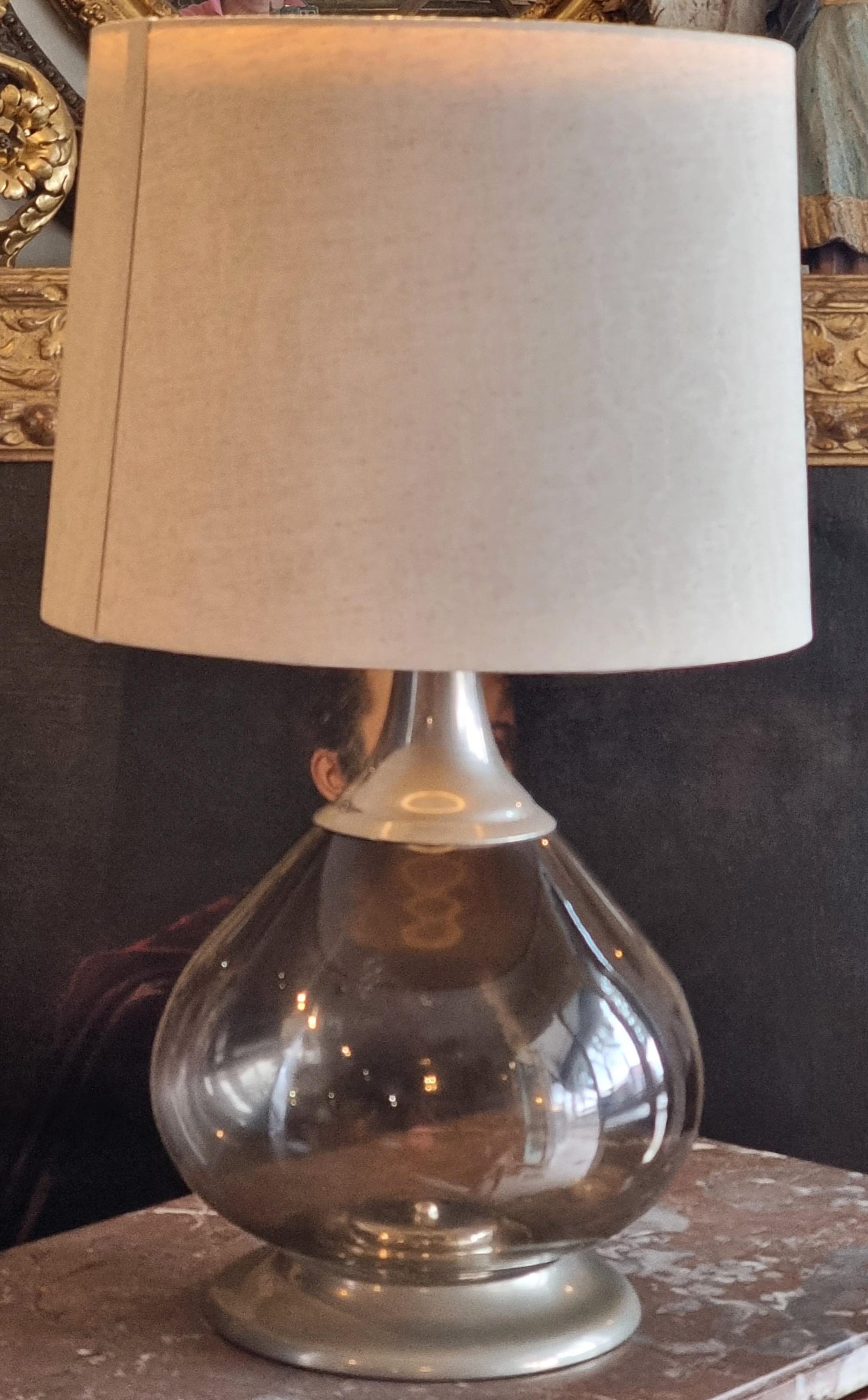 Late 20th Century Lampe en verre et métal 1970 en vente