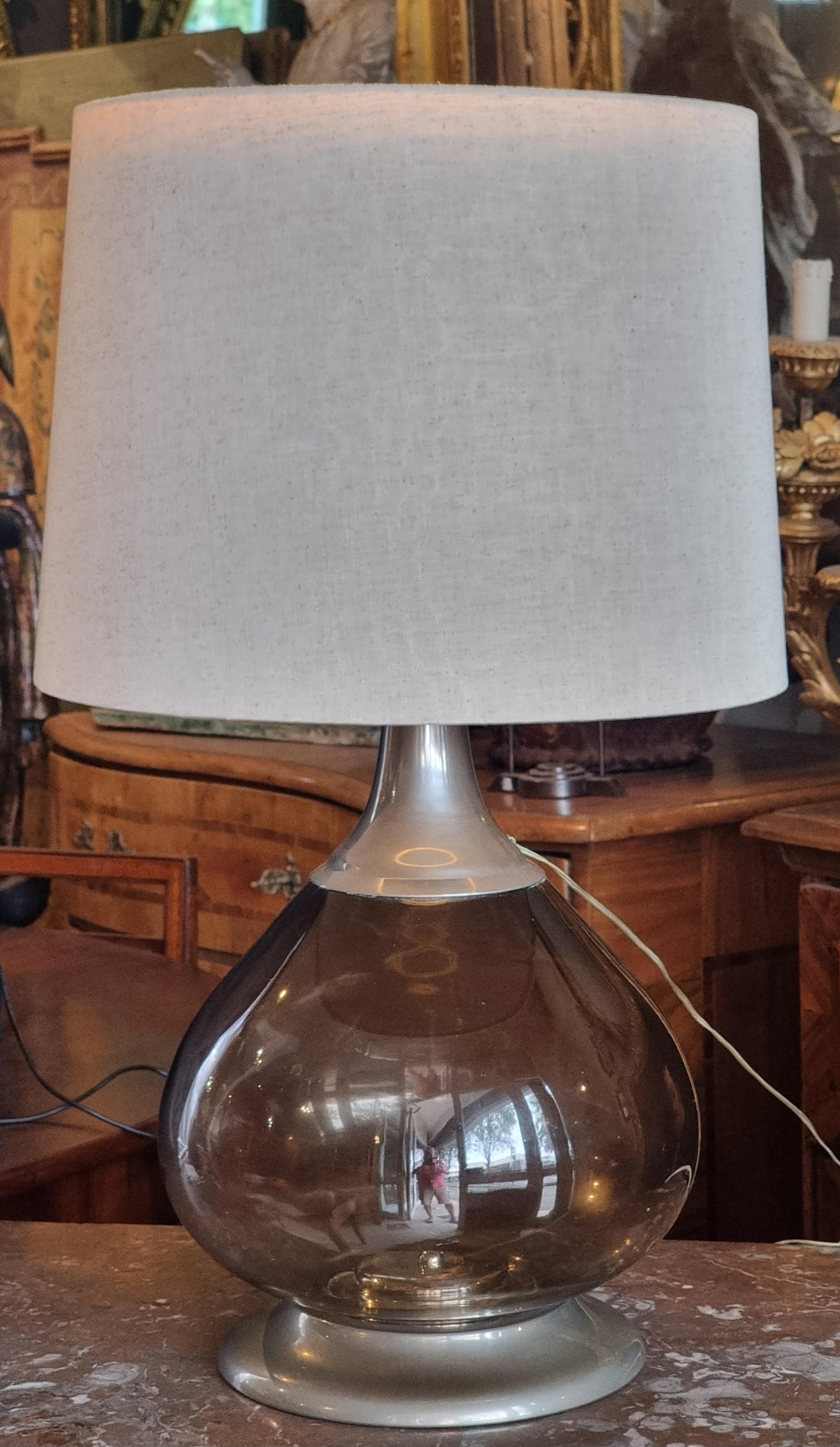 Lampe en verre et métal 1970 en vente 3