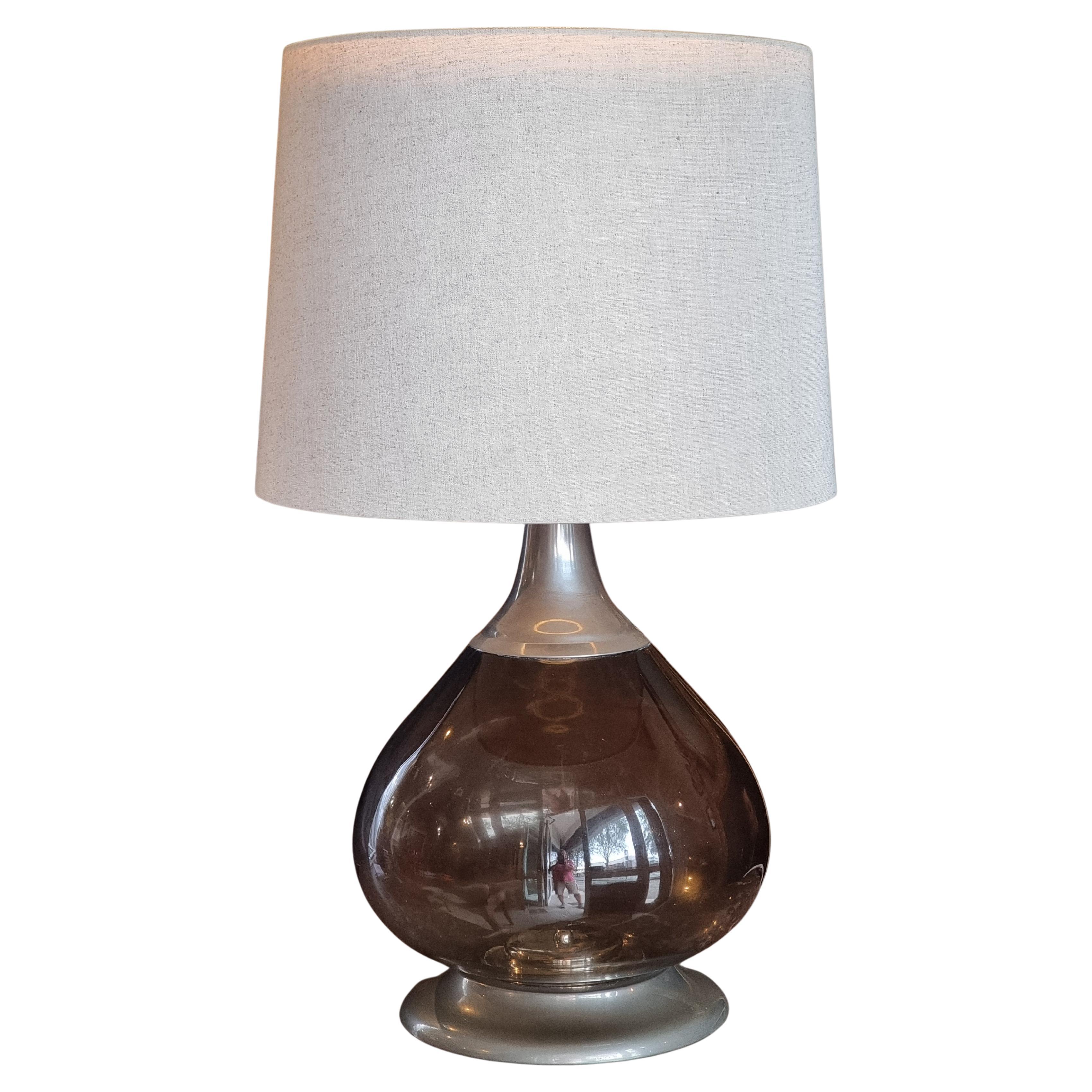 Lampe en verre et métal 1970 en vente