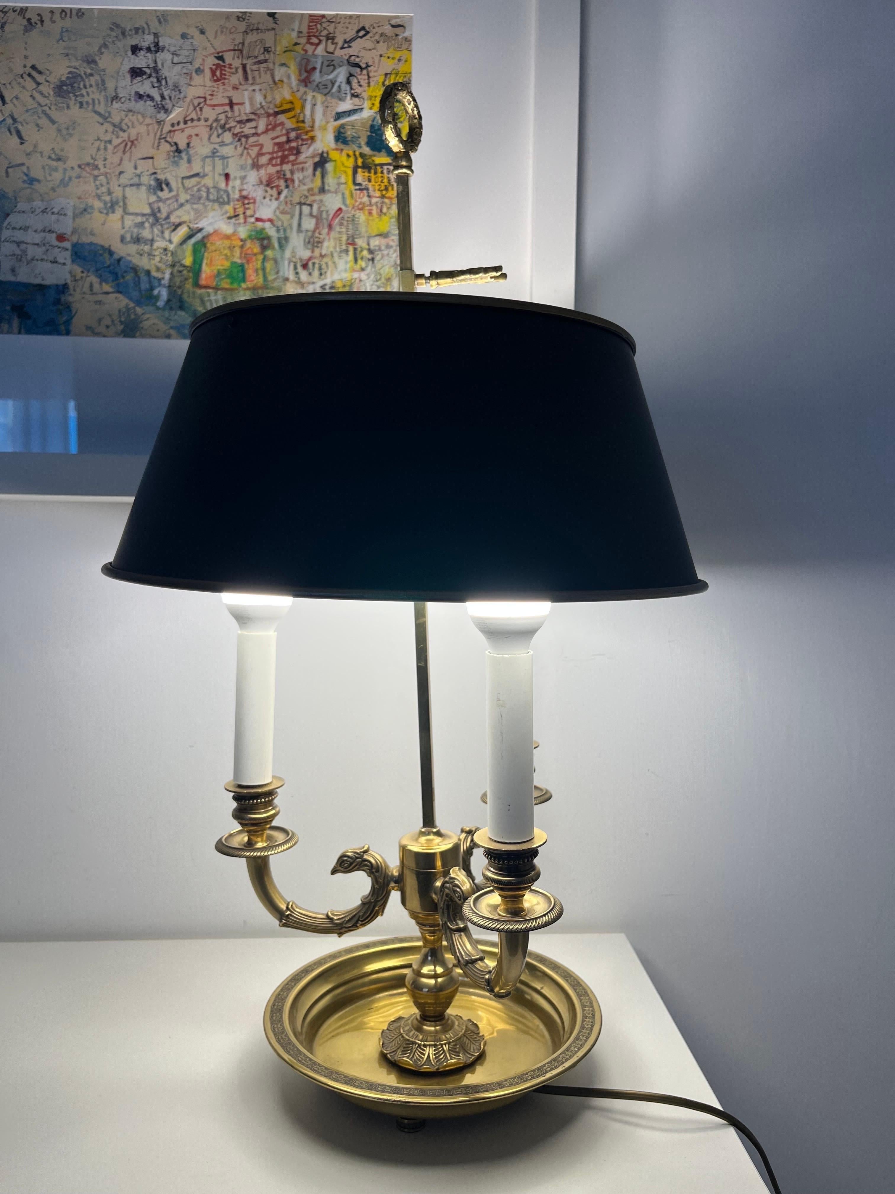 Brass Lampada Vintage Bouillot in ottone a tre bracci Francia 1950 For Sale