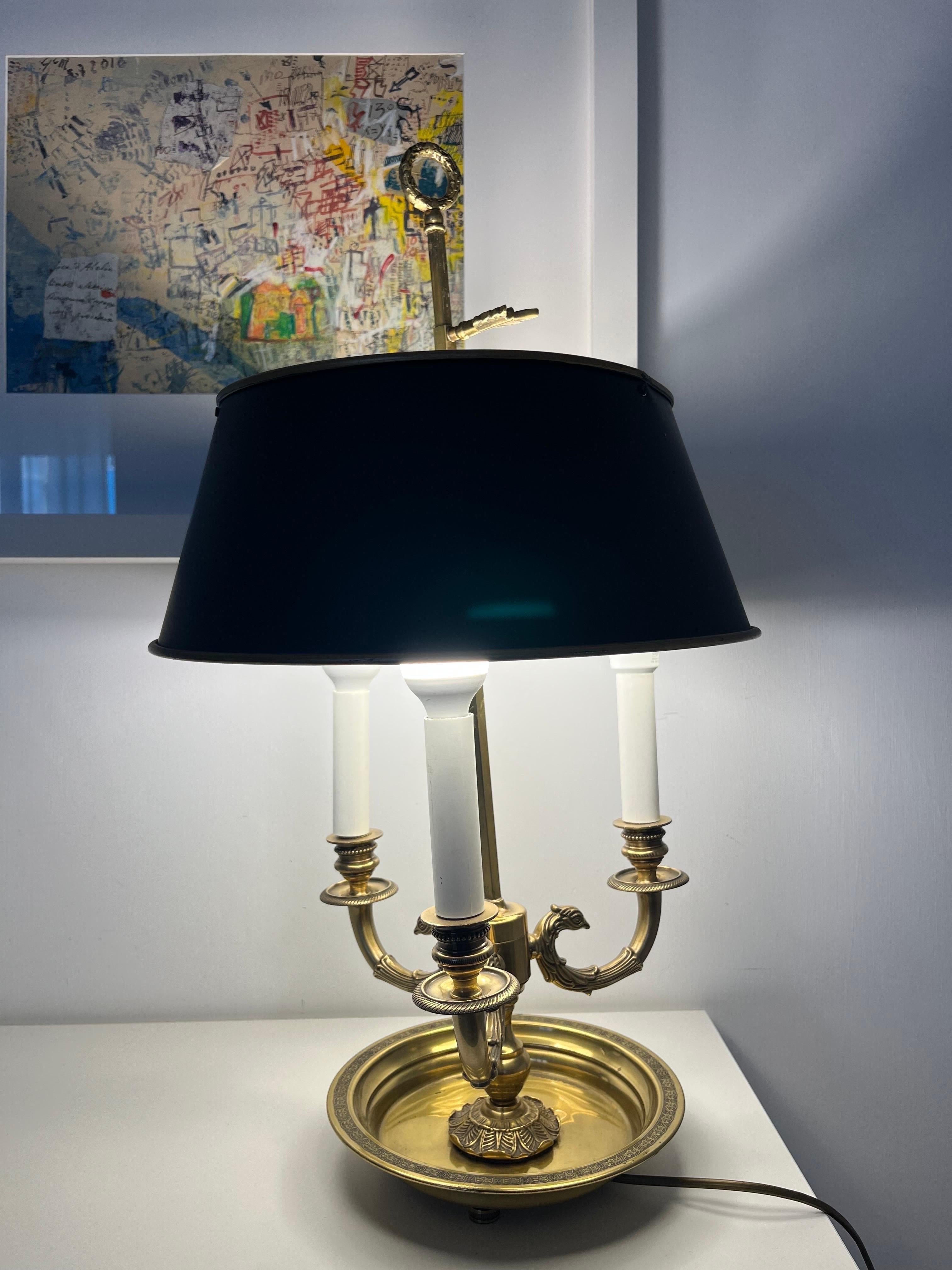 Lampada Vintage Bouillot in ottone a tre bracci Francia 1950 For Sale 4