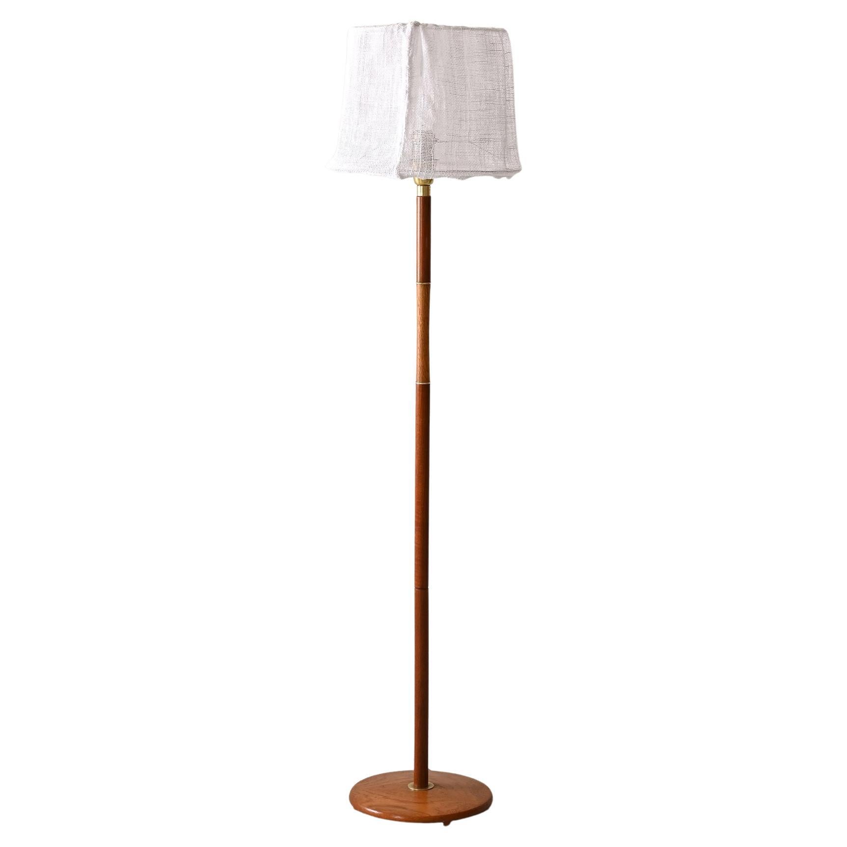 Vintage floor lamp with fabric shade