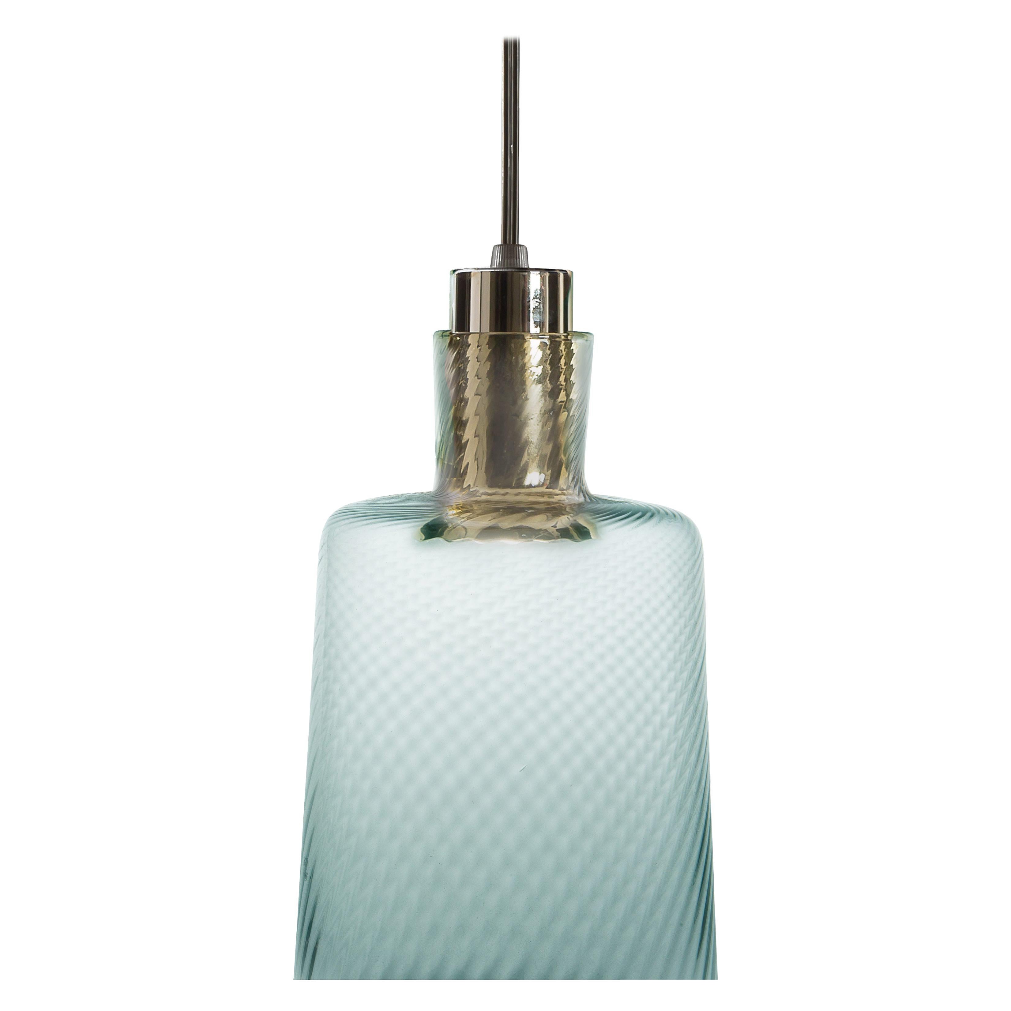 Lampada21, Pendant Handcrafted Muranese Glass, Aquamarine Twisted MUN by VG