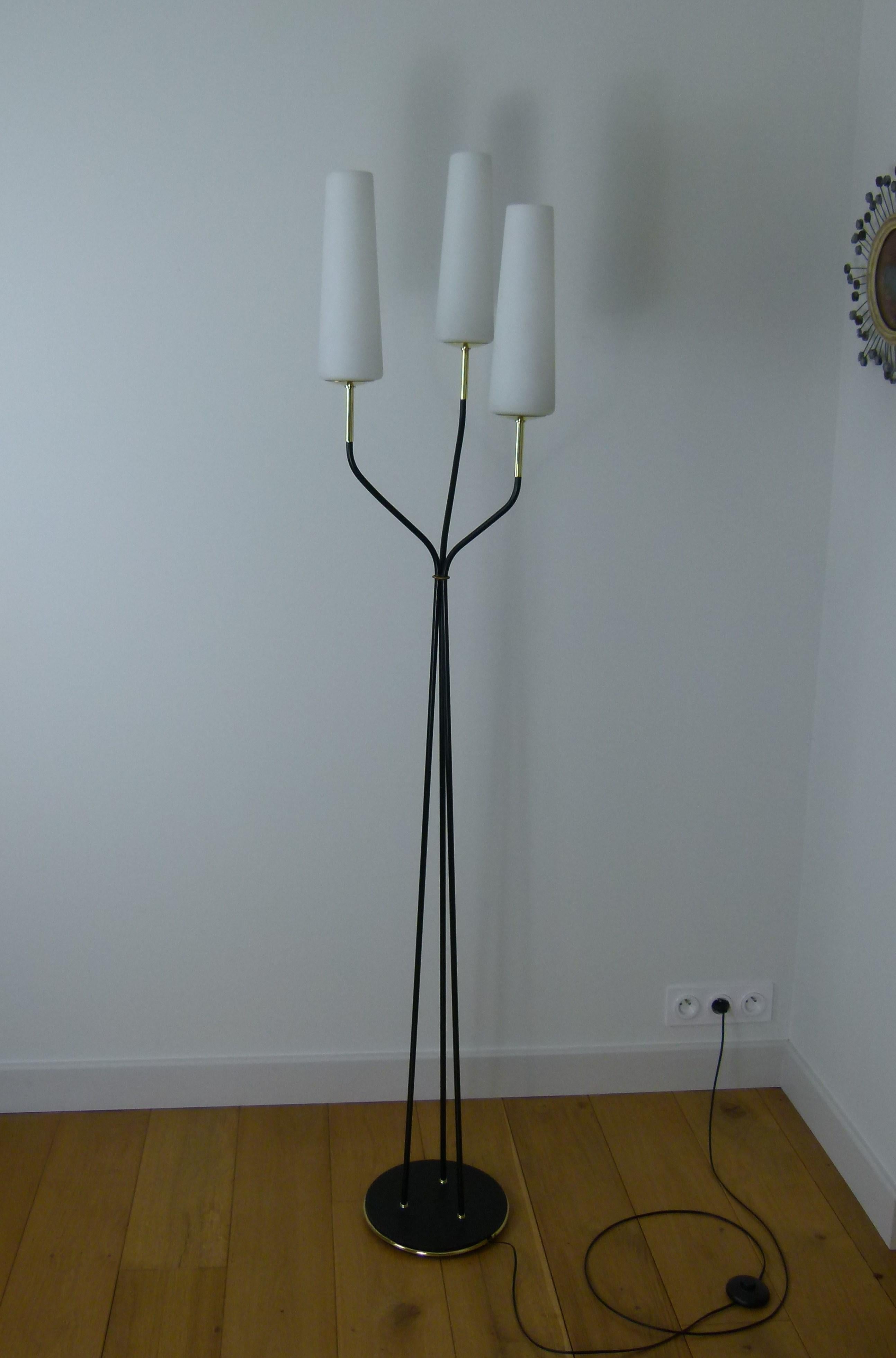 1950s Floor Lamp with Three Lighted Arms by Maison Lunel 3