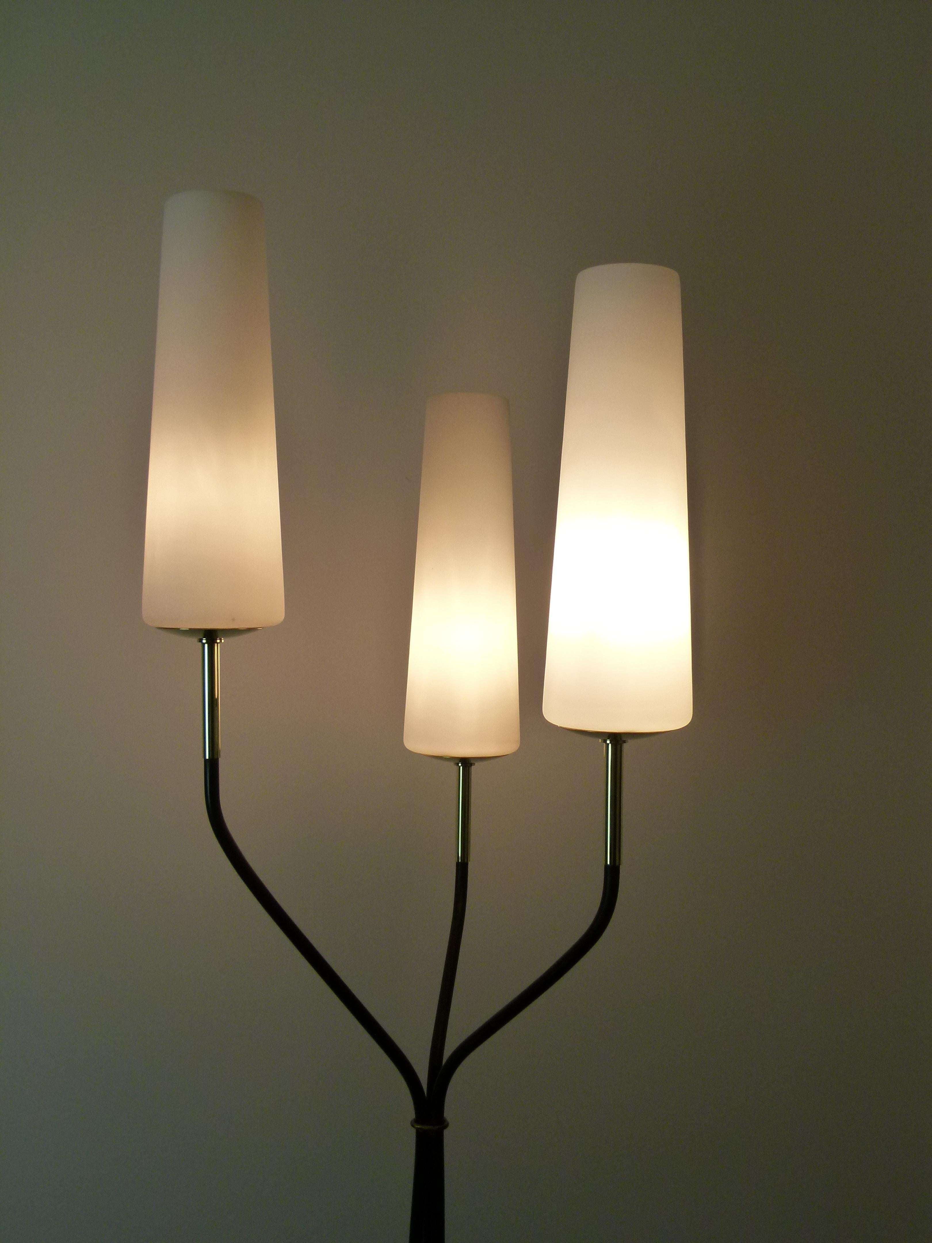 French 1950s Floor Lamp with Three Lighted Arms by Maison Lunel