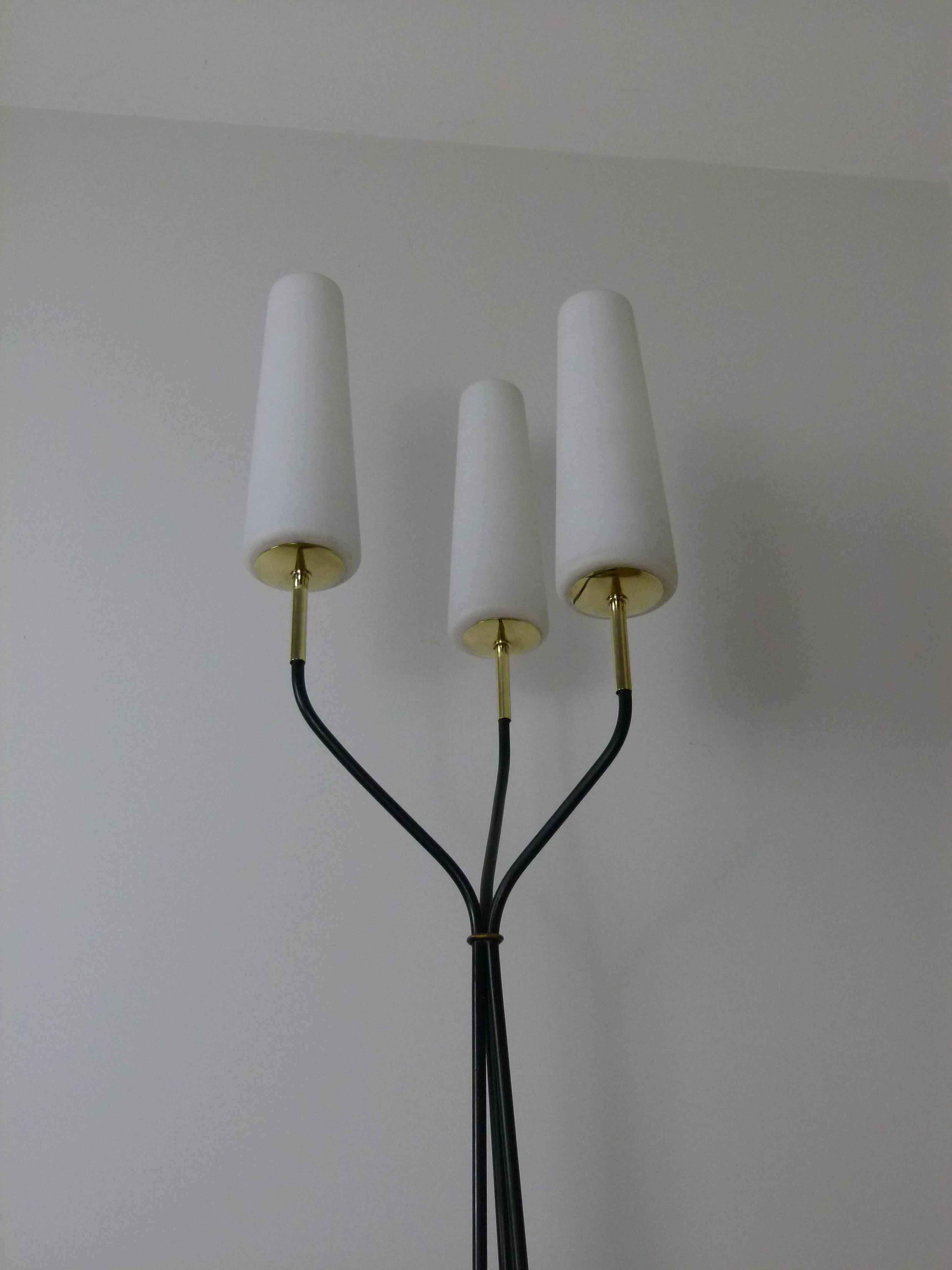 1950s Floor Lamp with Three Lighted Arms by Maison Lunel In Excellent Condition In Saint-Ouen, FR