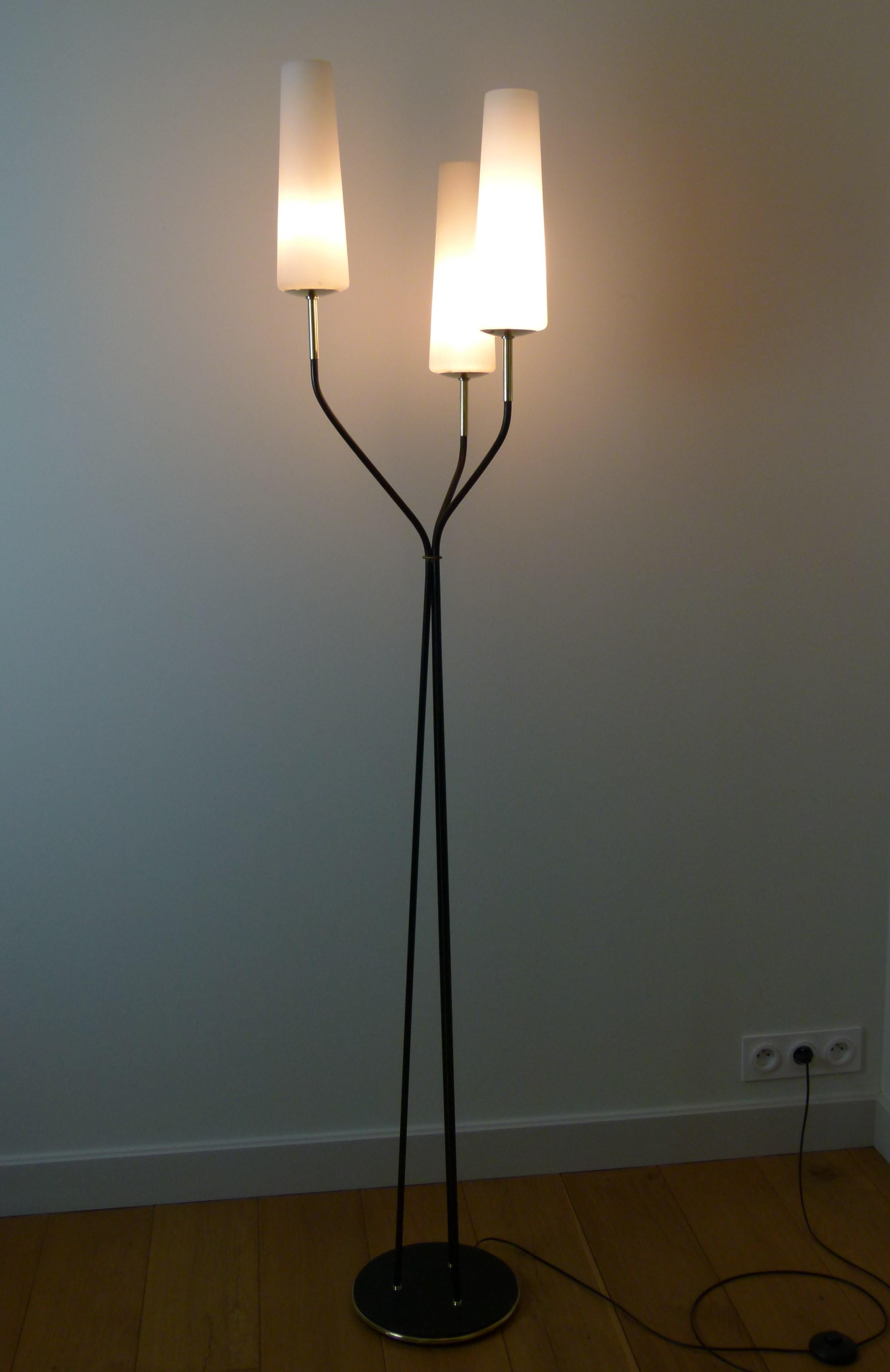 20th Century 1950s Floor Lamp with Three Lighted Arms by Maison Lunel