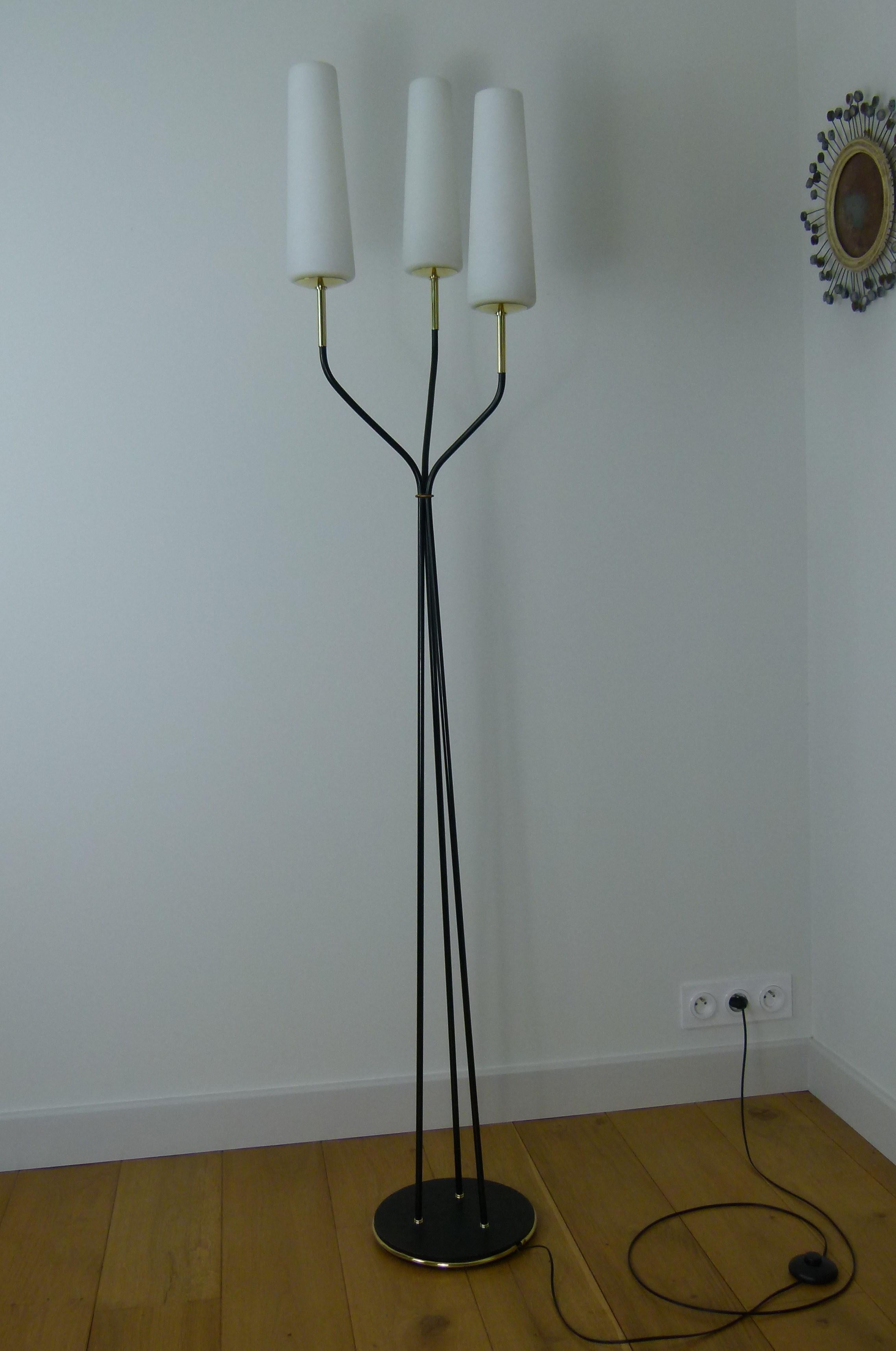 1950s Floor Lamp with Three Lighted Arms by Maison Lunel 2